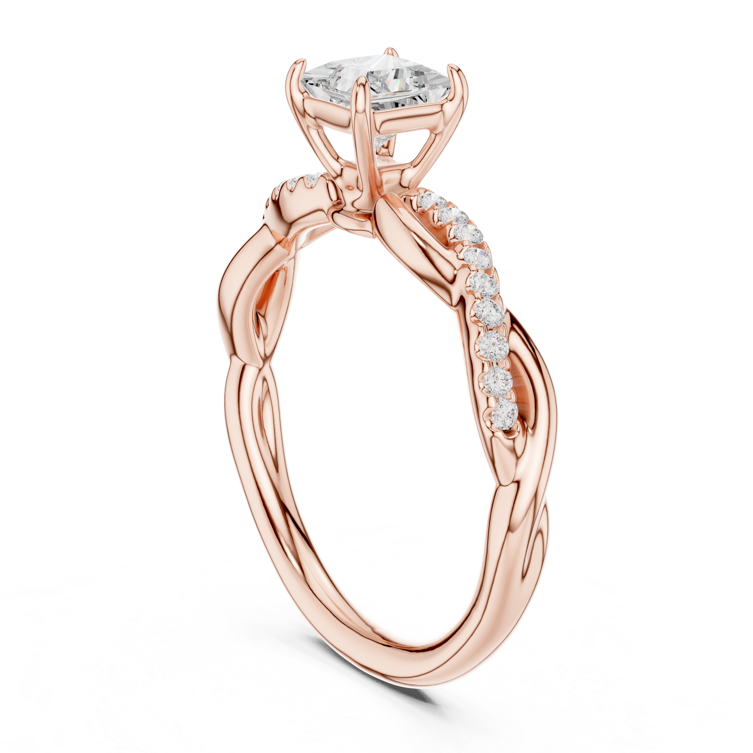 Twisted Vine Princess Cut Diamond Anniversary Ring