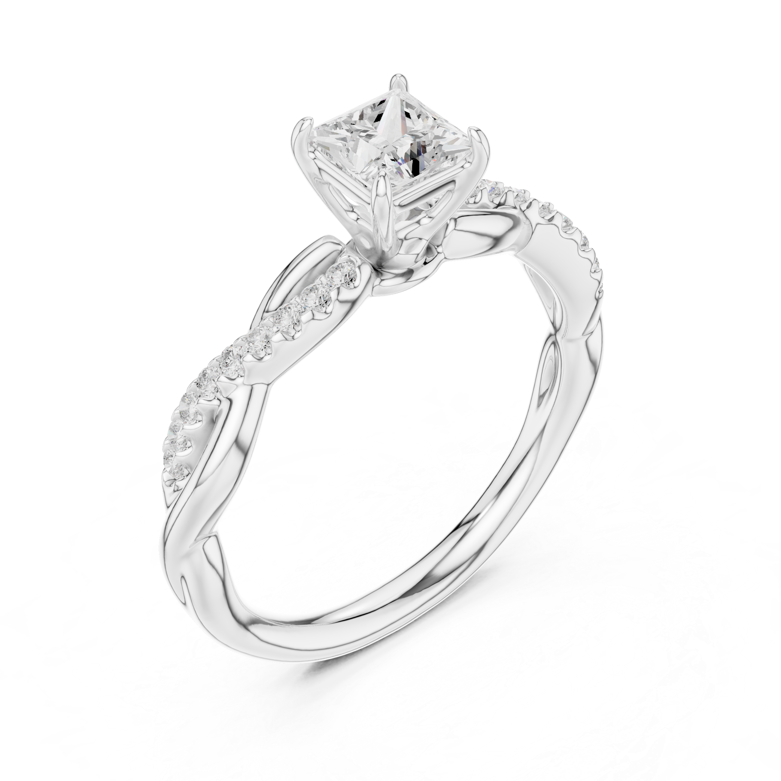 Twisted Vine Princess Cut Diamond Anniversary Ring