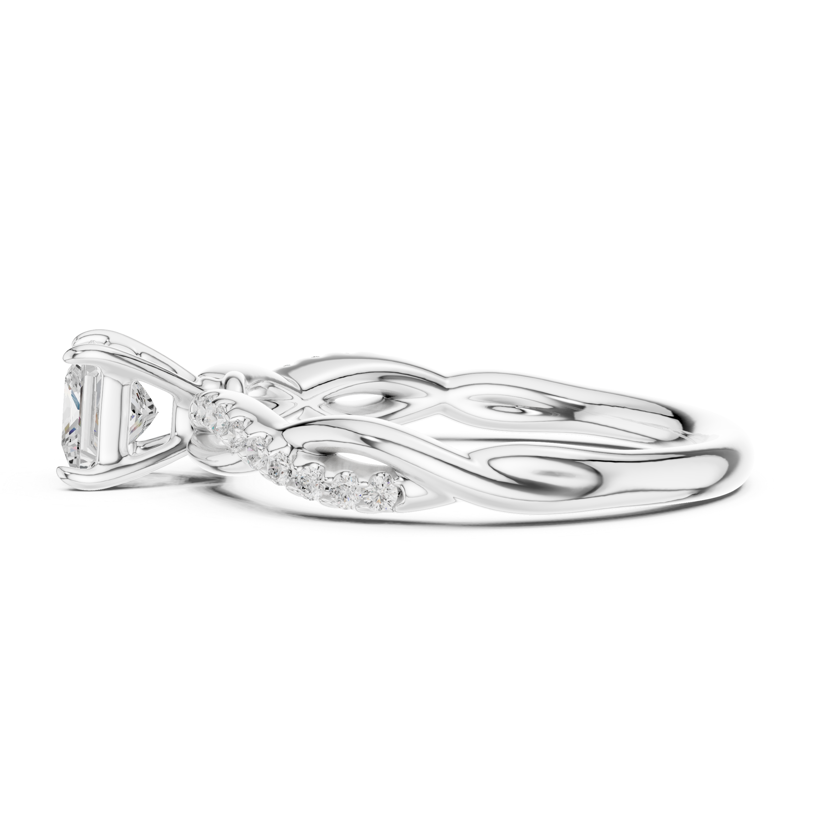 Twisted Vine Princess Cut Diamond Anniversary Ring
