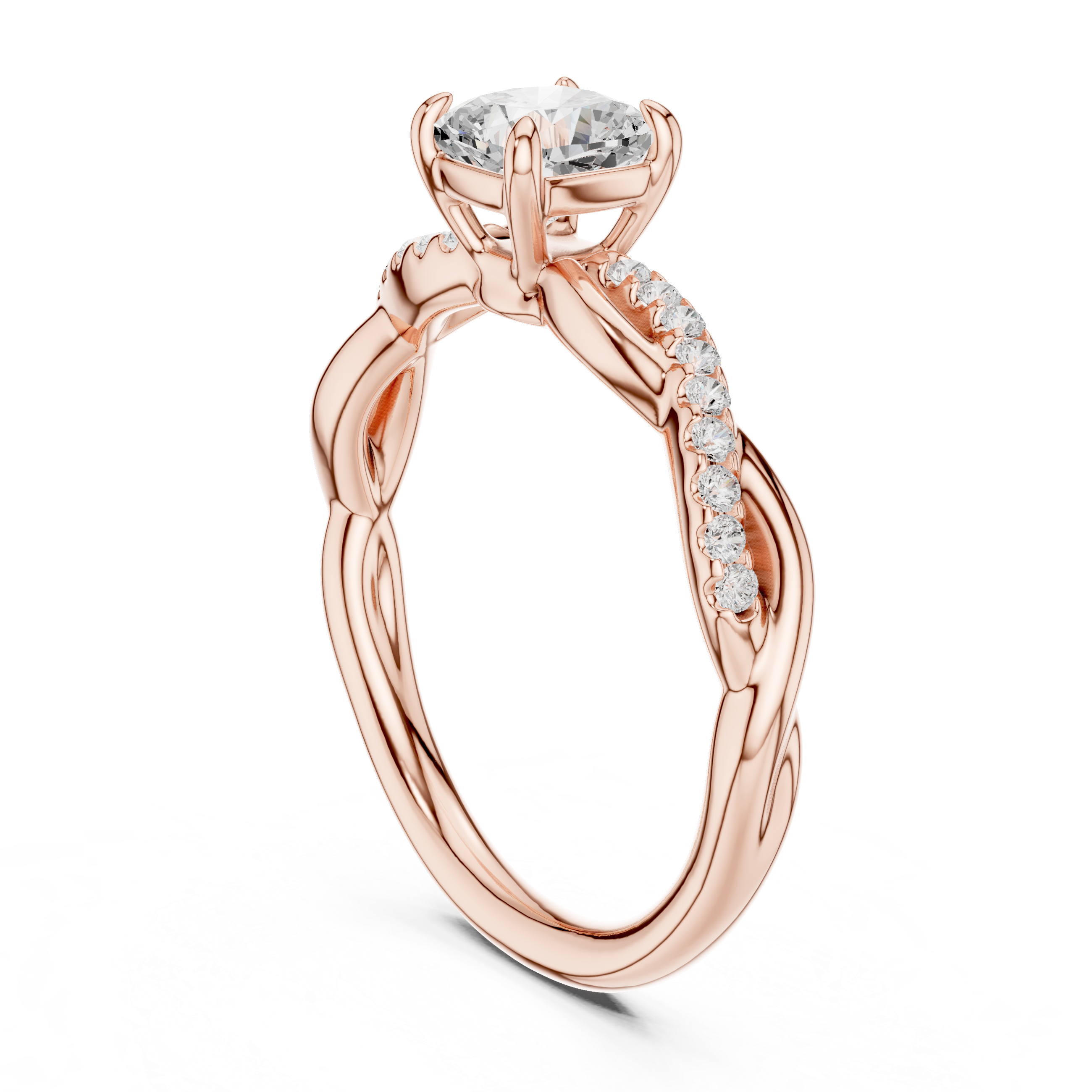 Twisted Vine Cushion Cut Diamond Anniversary Ring