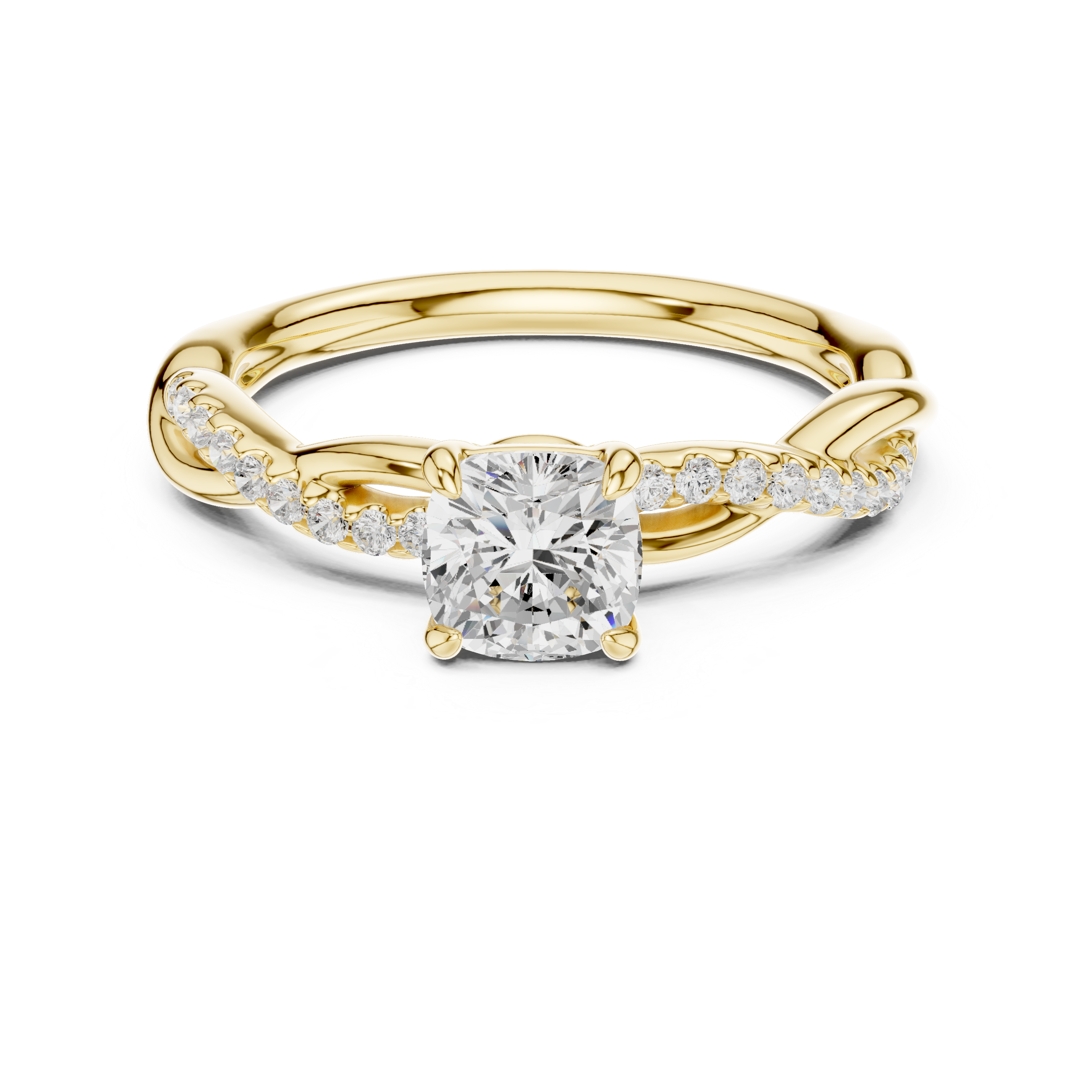 Twisted Vine Cushion Cut Diamond Anniversary Ring