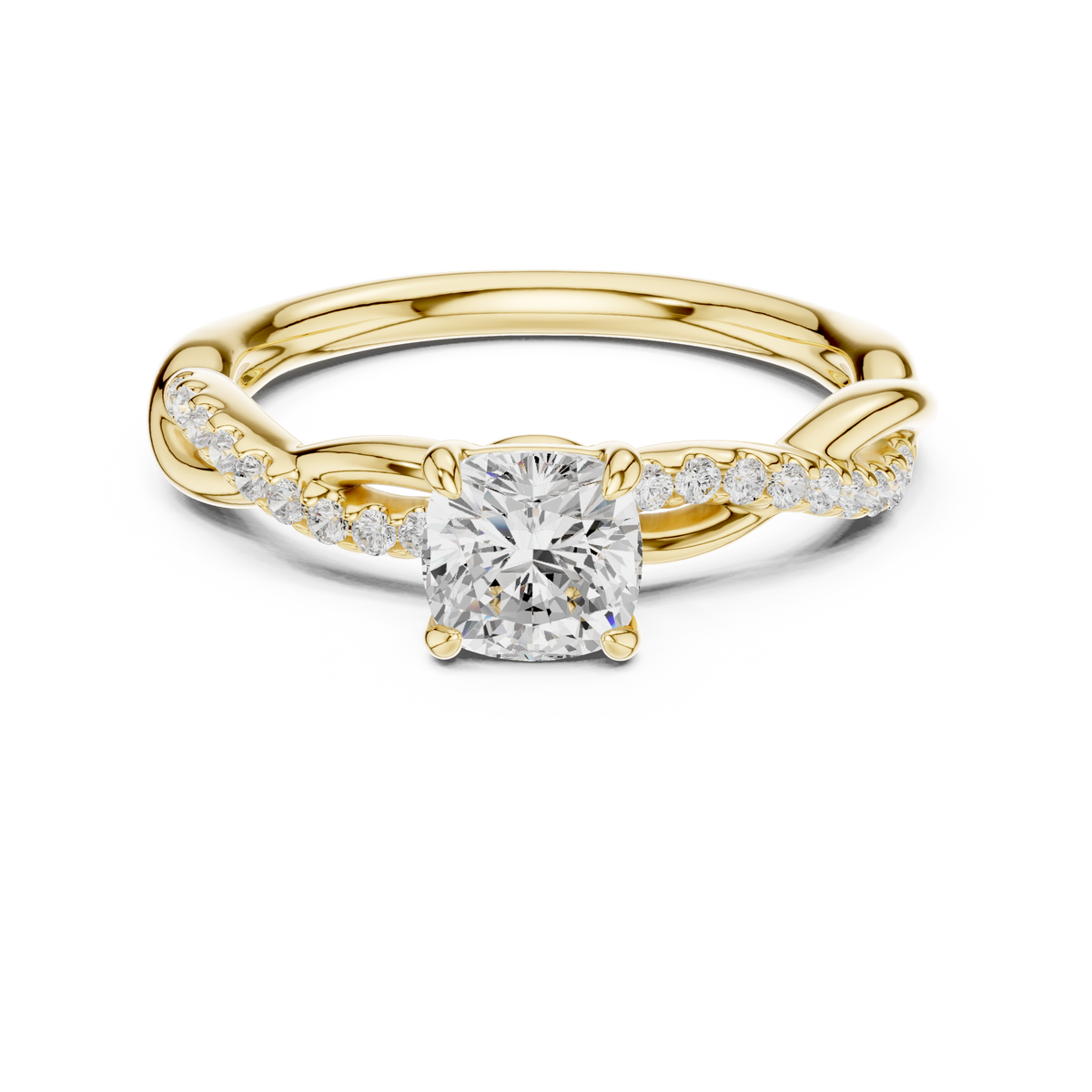 Twisted Vine Cushion Cut Diamond Anniversary Ring