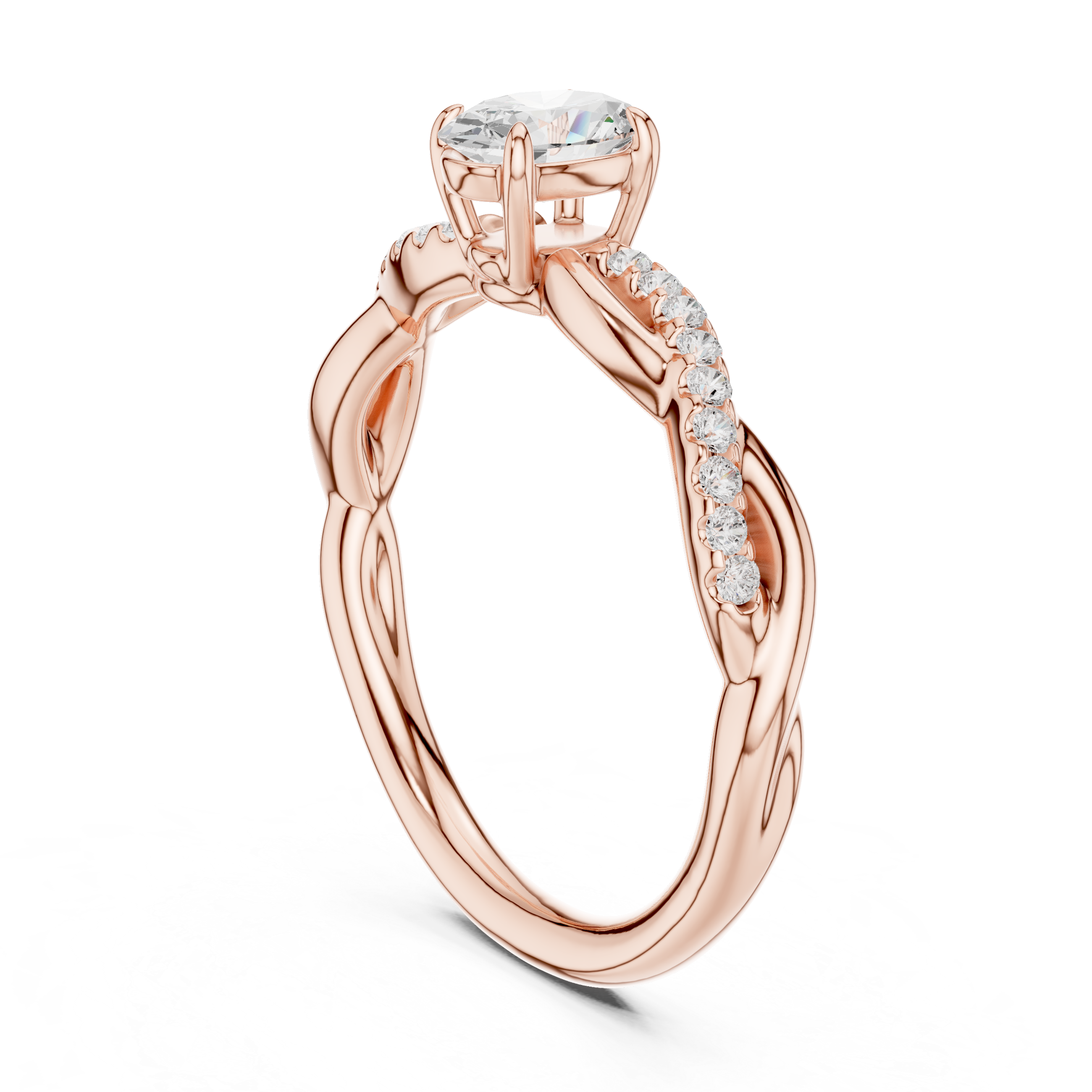 Twisted Vine Oval Cut Diamond Anniversary Ring