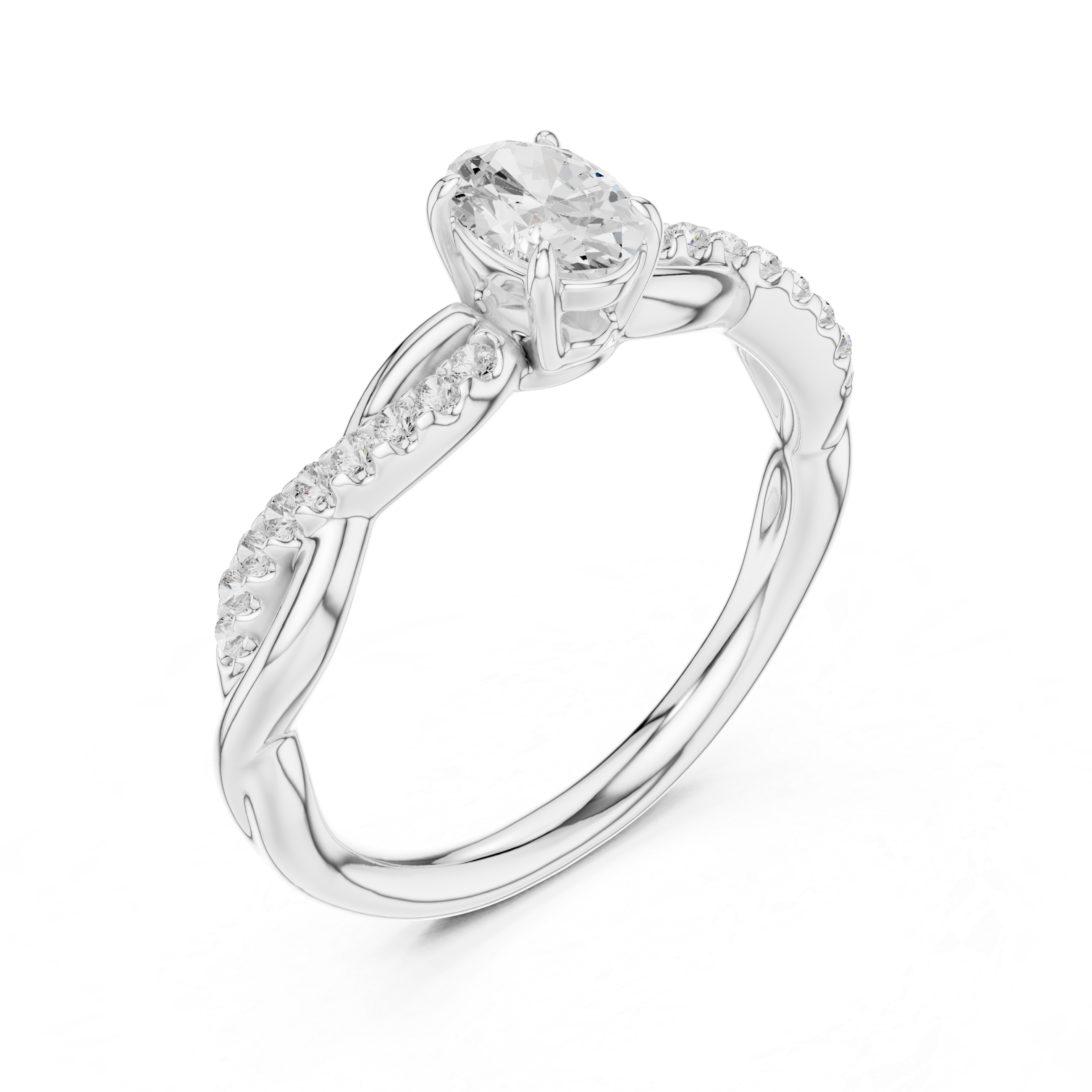 Twisted Vine Oval Cut Diamond Anniversary Ring