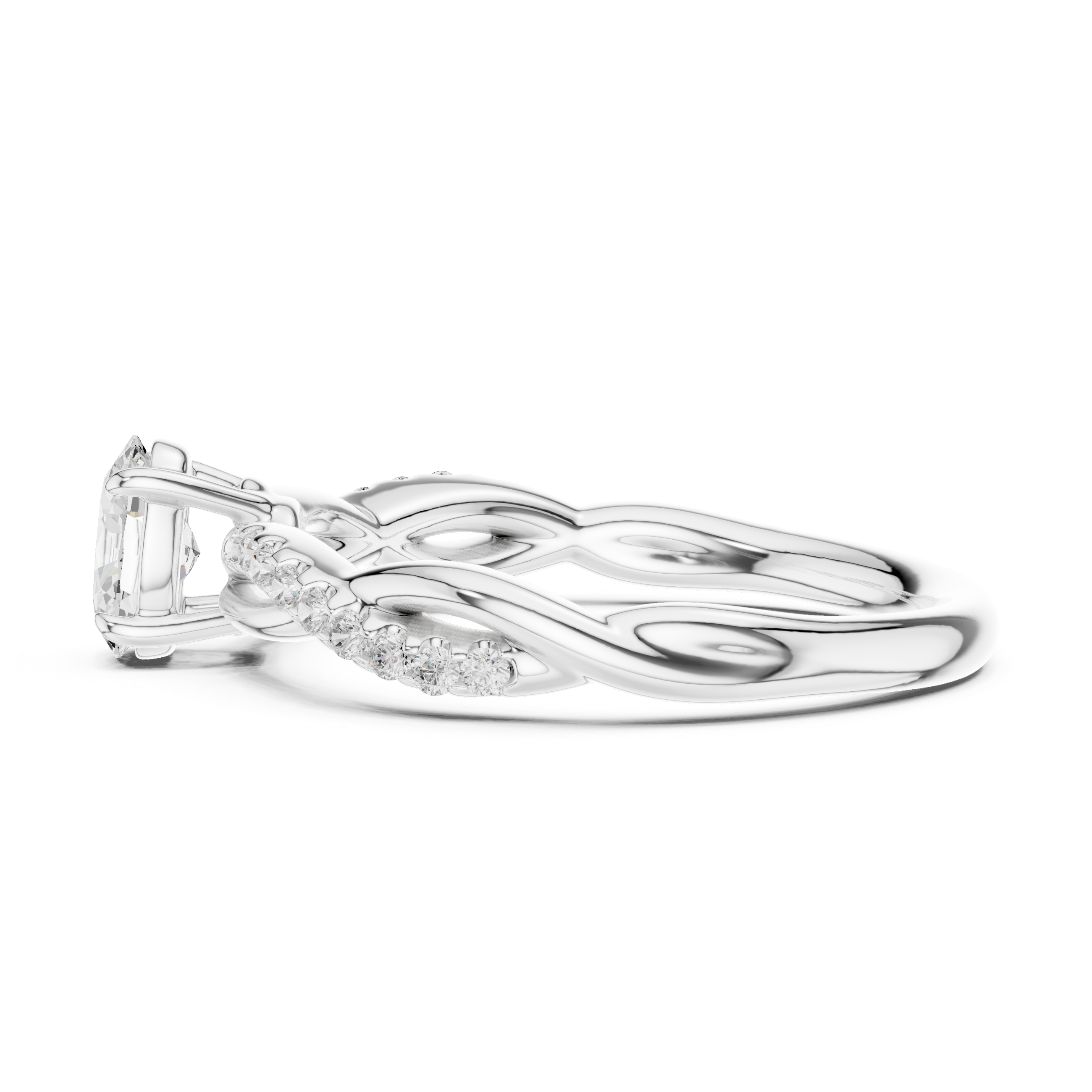 Twisted Vine Oval Cut Diamond Anniversary Ring