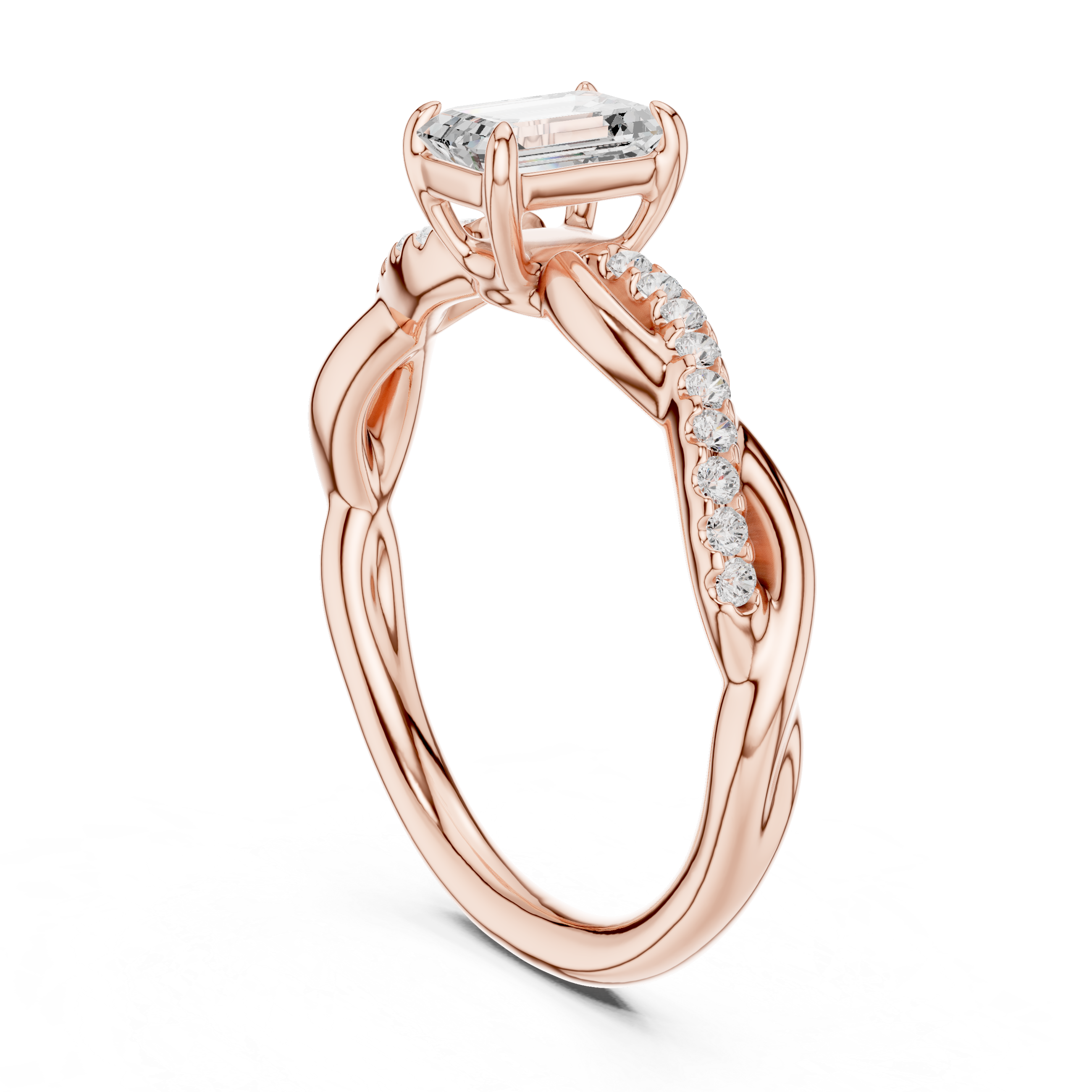 Twisted Vine Emerald Cut Diamond Anniversary Ring