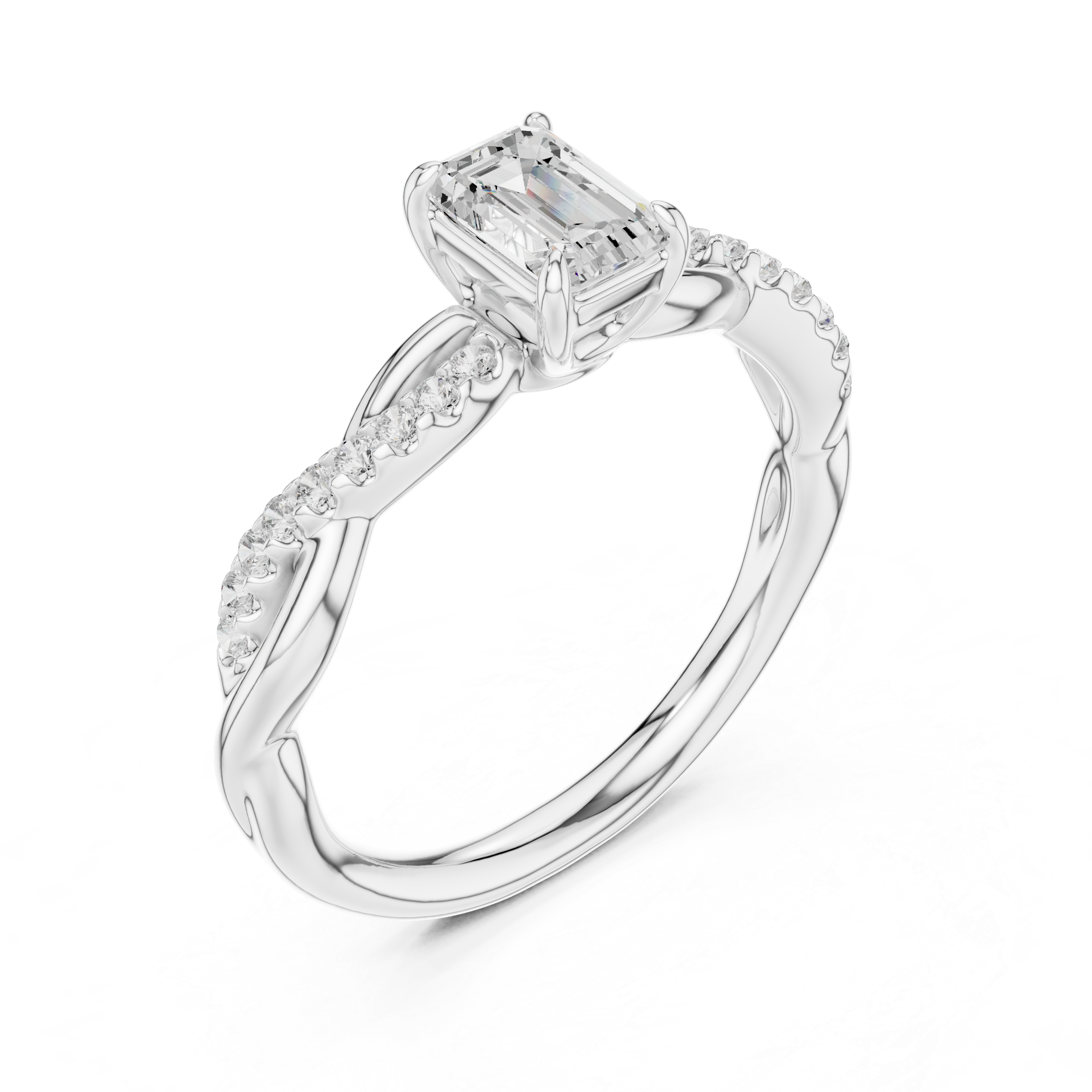 Twisted Vine Emerald Cut Diamond Anniversary Ring