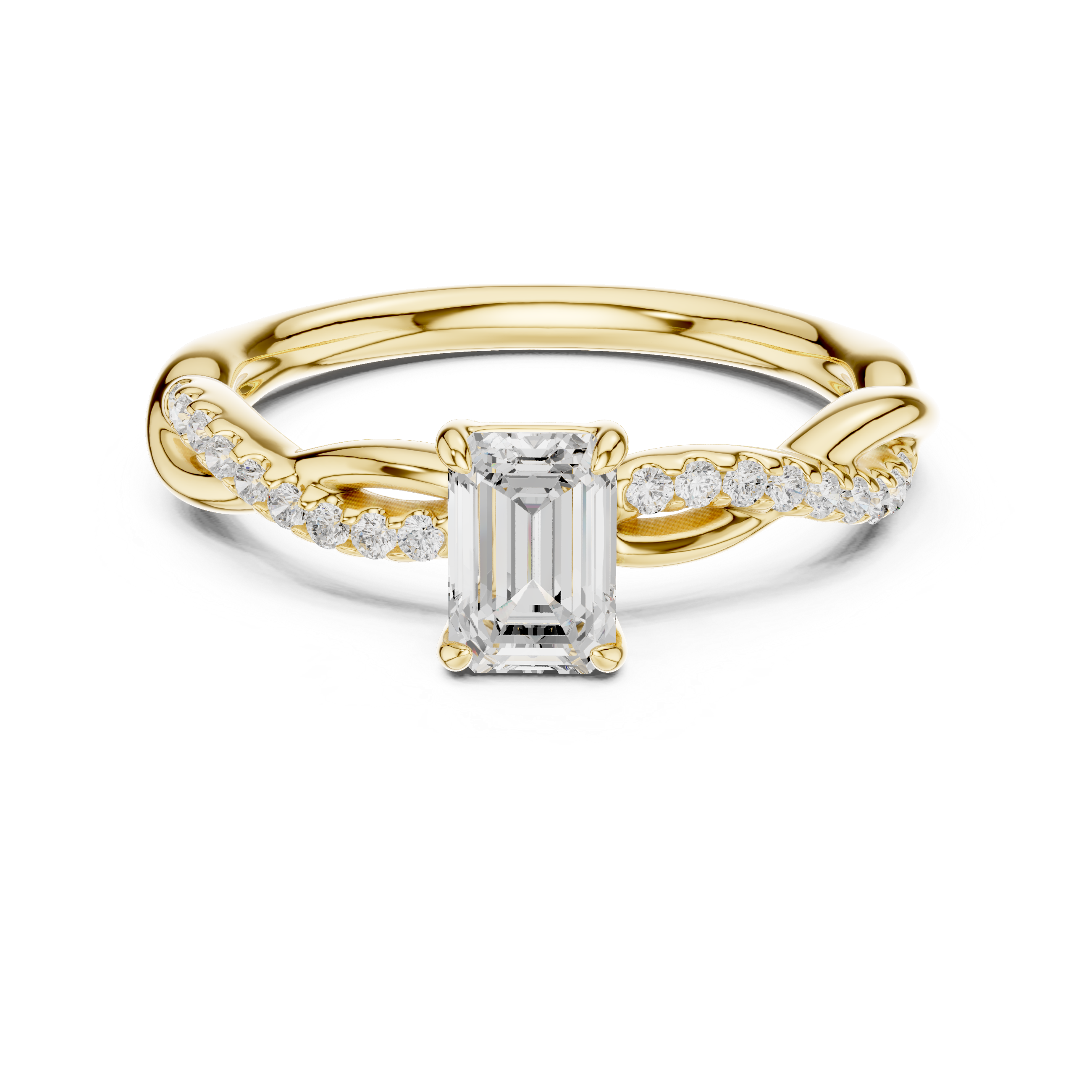Twisted Vine Emerald Cut Diamond Anniversary Ring