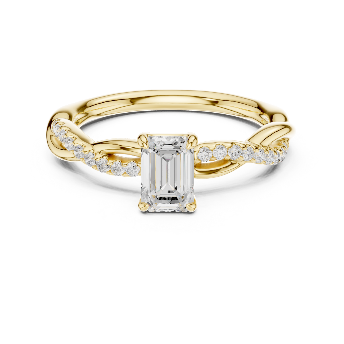 Twisted Vine Emerald Cut Diamond Anniversary Ring