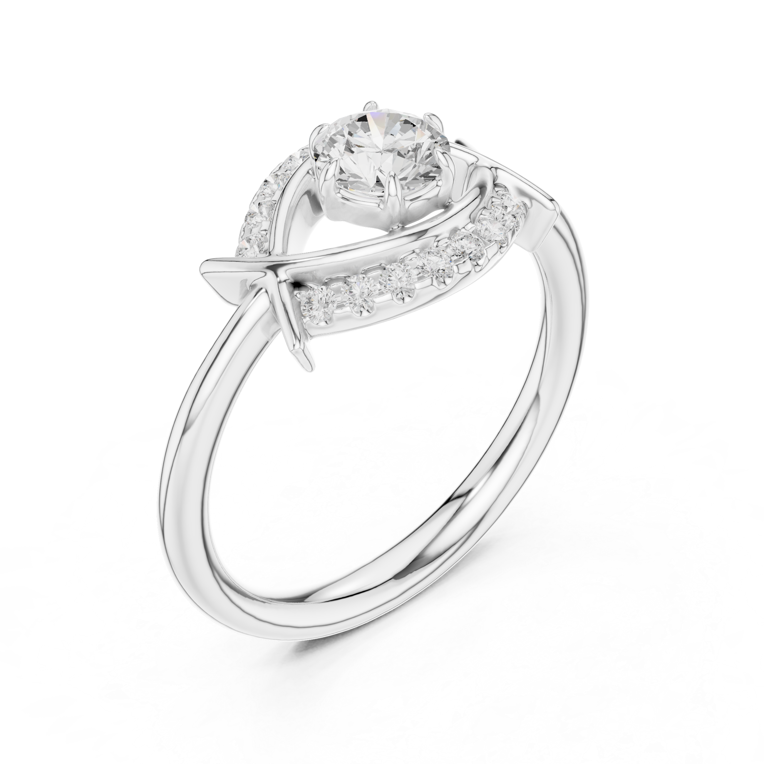 Round Eye Cut Lab Diamond Promise Ring