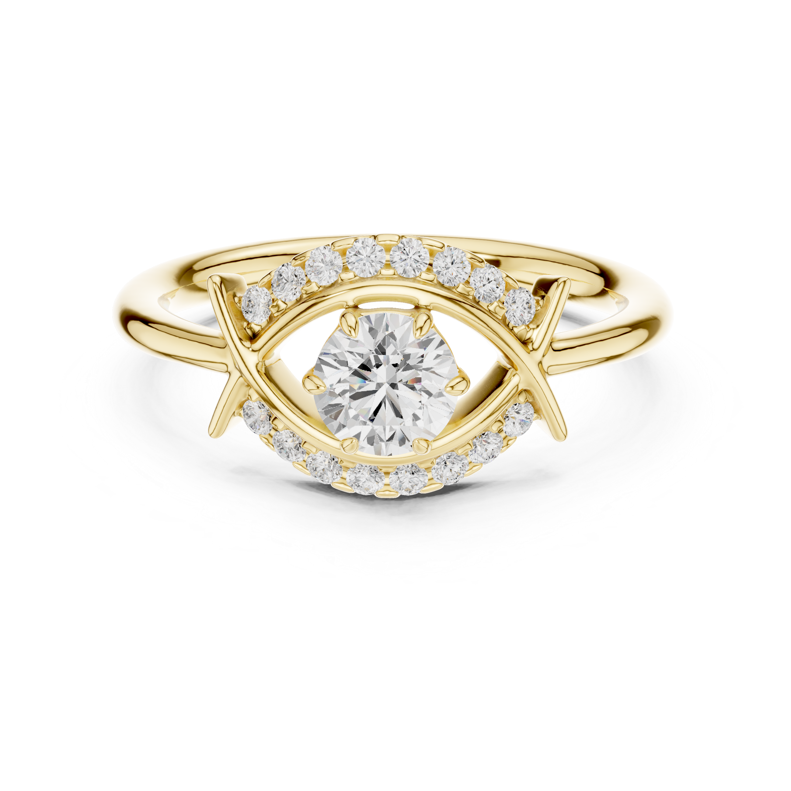 Round Eye Cut Lab Diamond Promise Ring