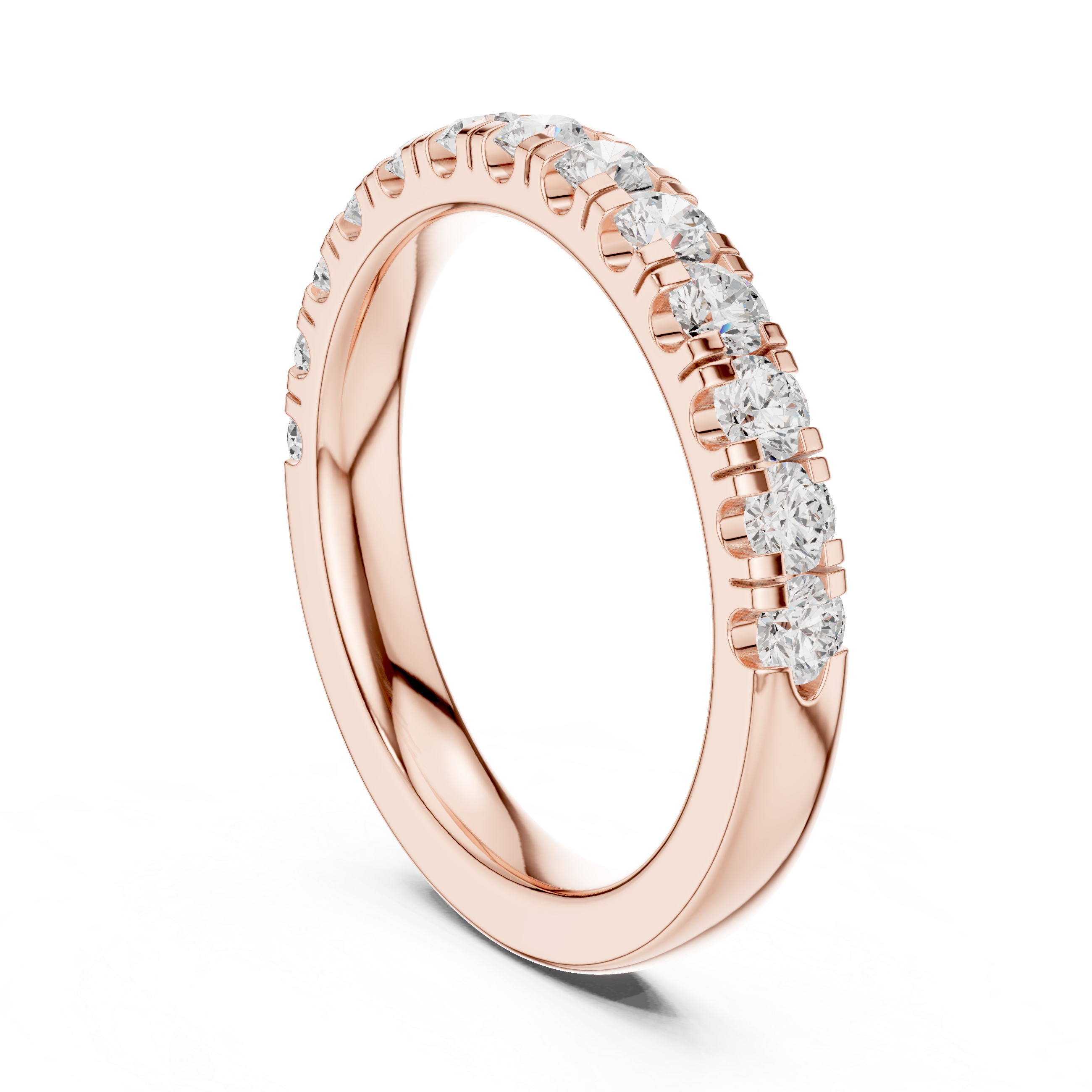 Round Cut Lab Grown Diamond Half Eternity Wedding Band