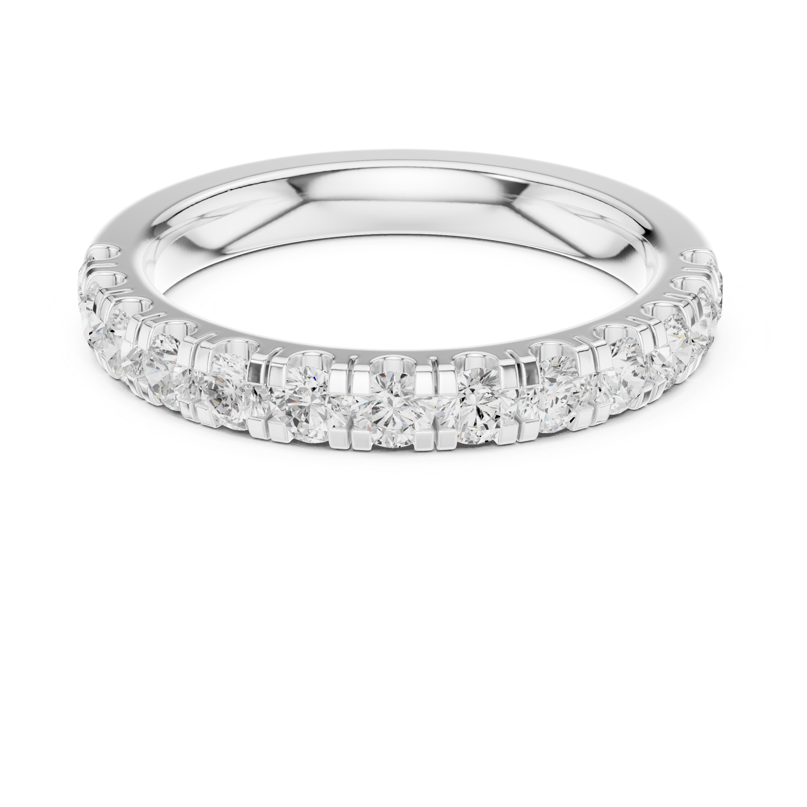 Round Cut Lab Grown Diamond Half Eternity Wedding Band