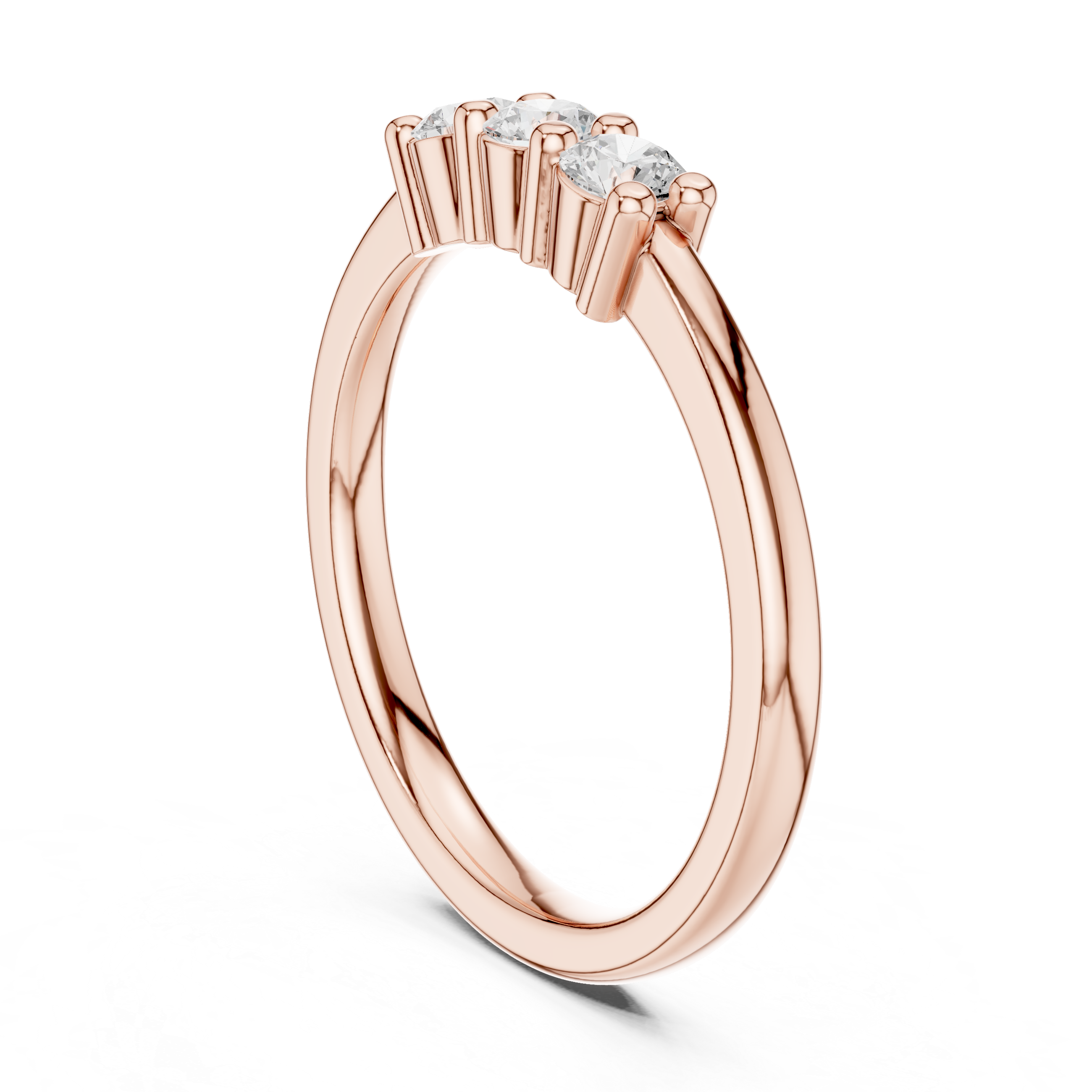 Dainty Round Cut Trilogy Engagement Band