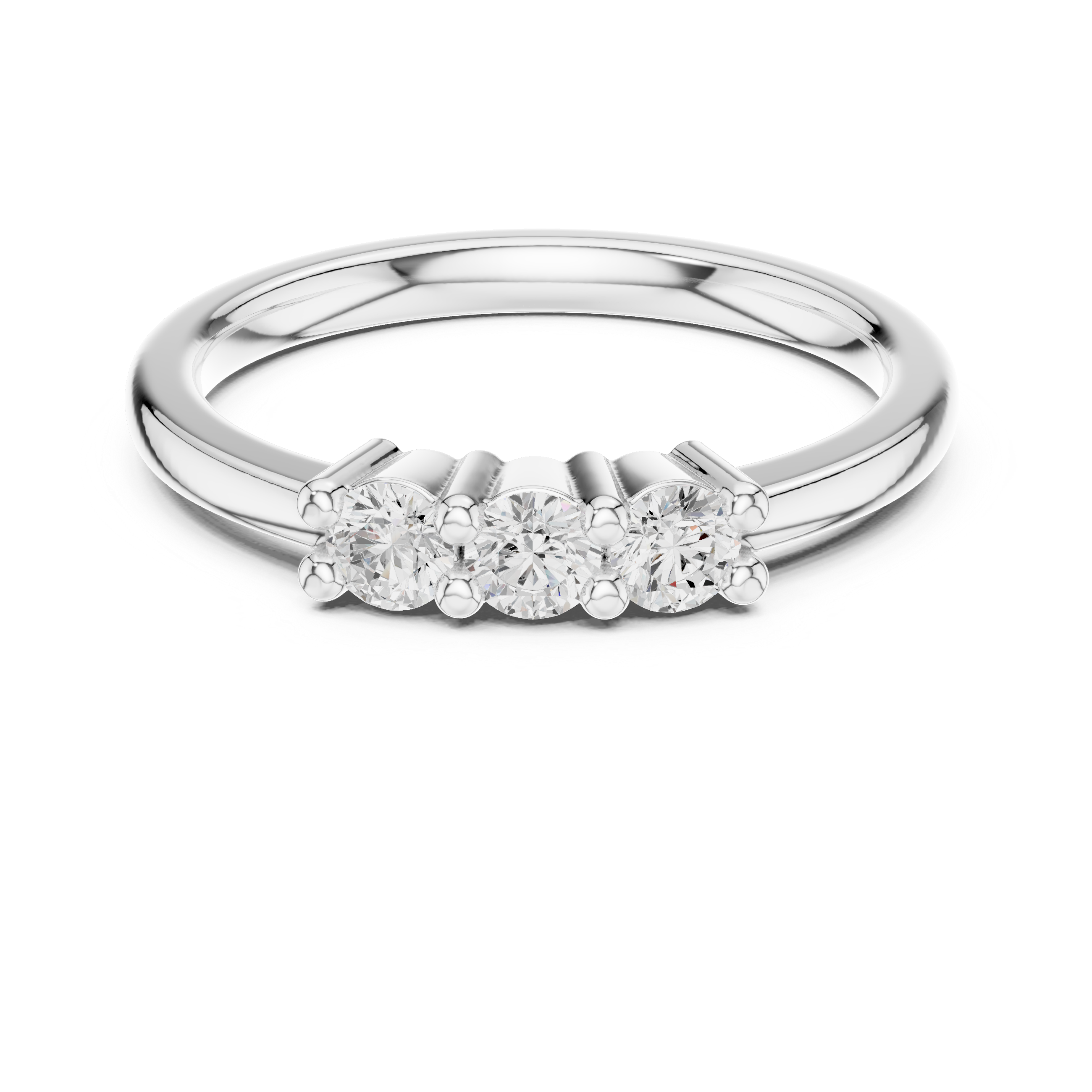 Dainty Round Cut Trilogy Engagement Band