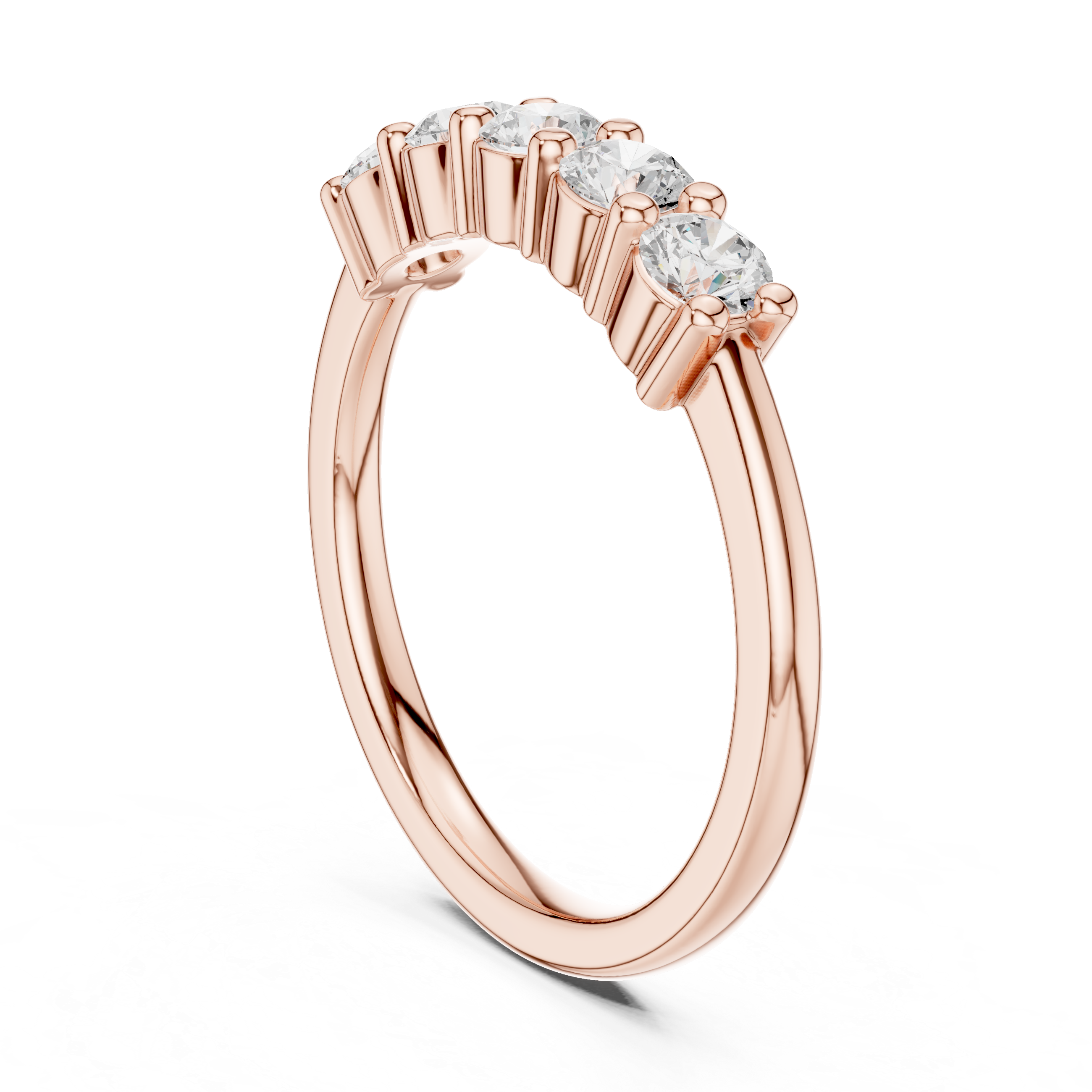 Round Brilliant Five Stone Diamond Anniversary Band