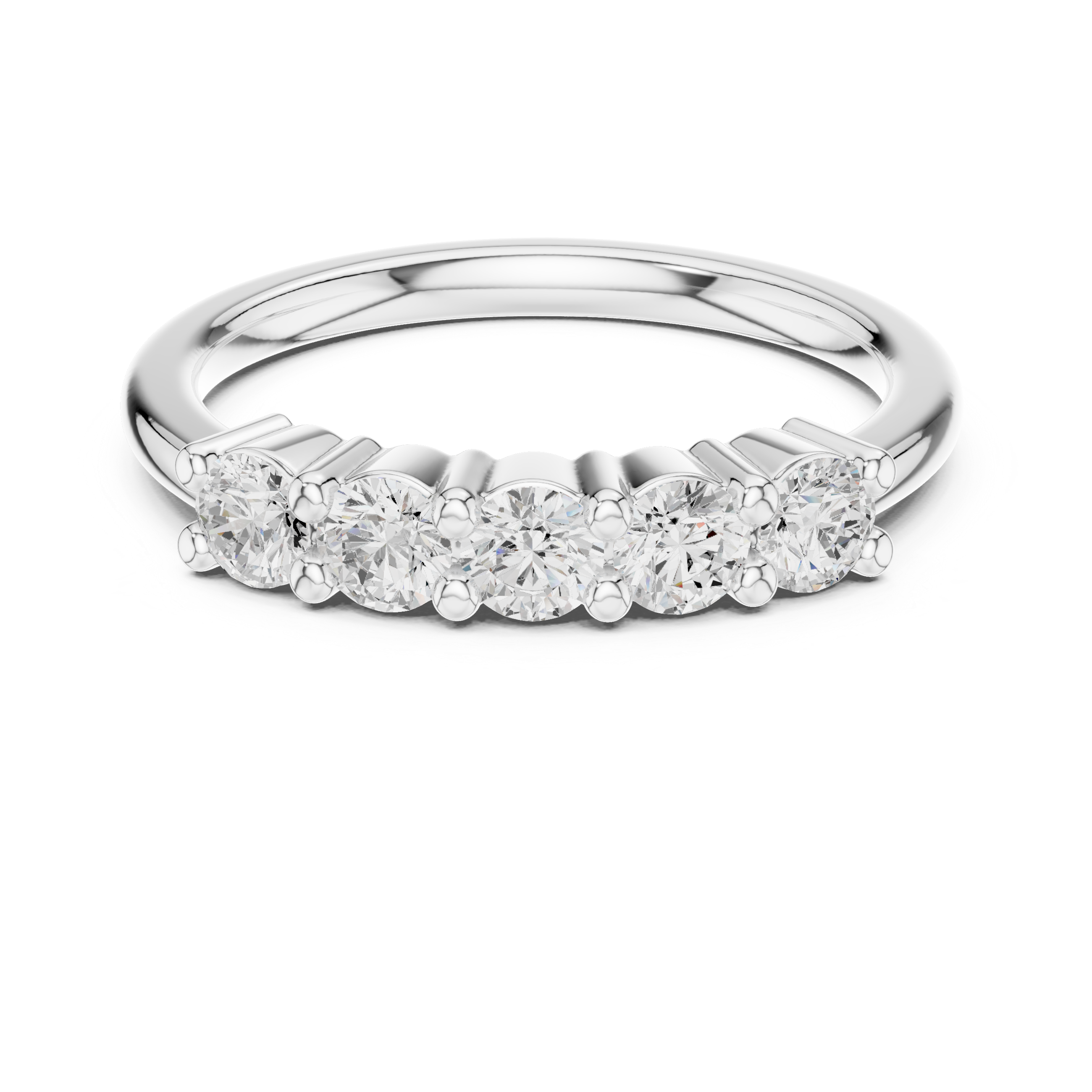 Round Brilliant Five Stone Diamond Anniversary Band