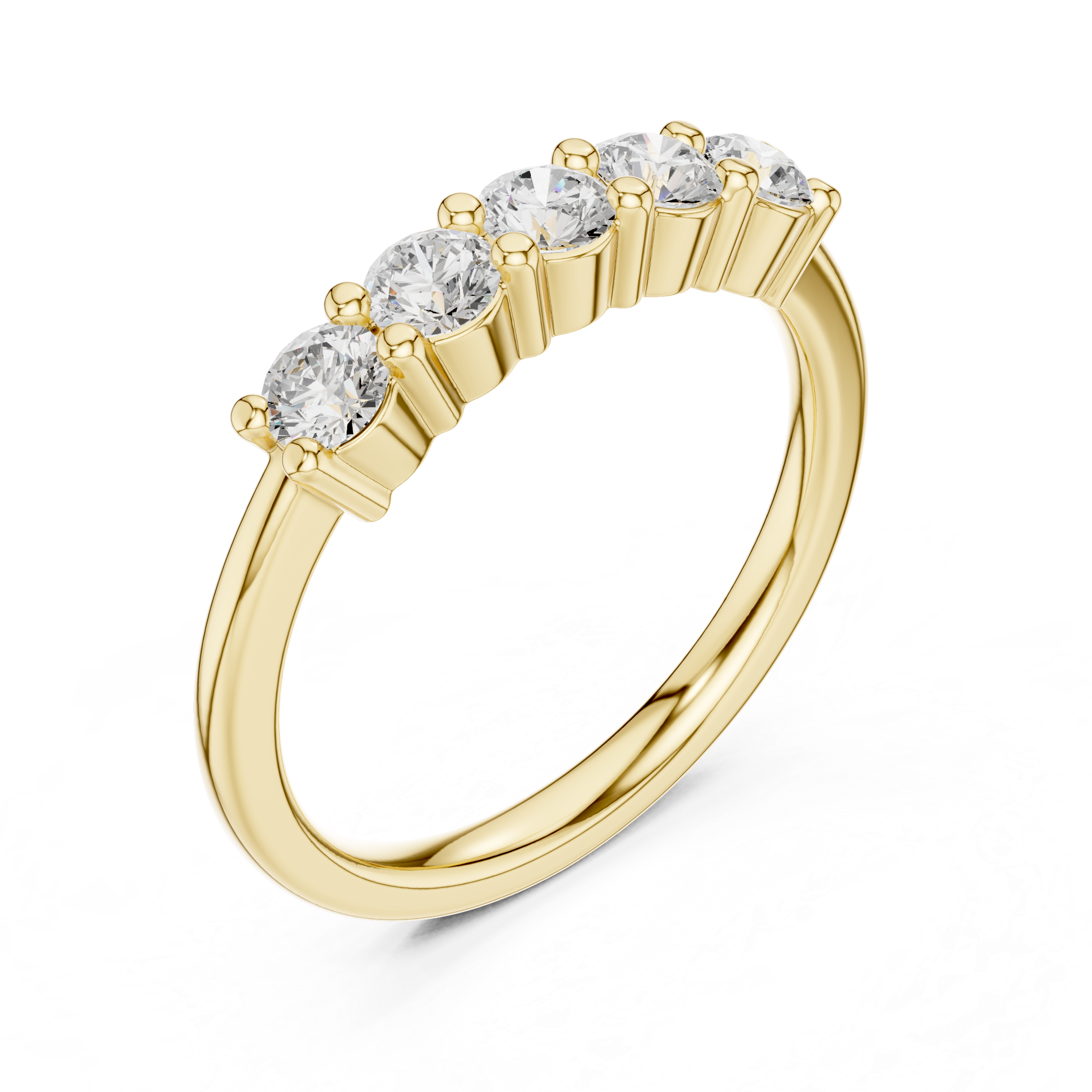 Round Brilliant Five Stone Diamond Anniversary Band
