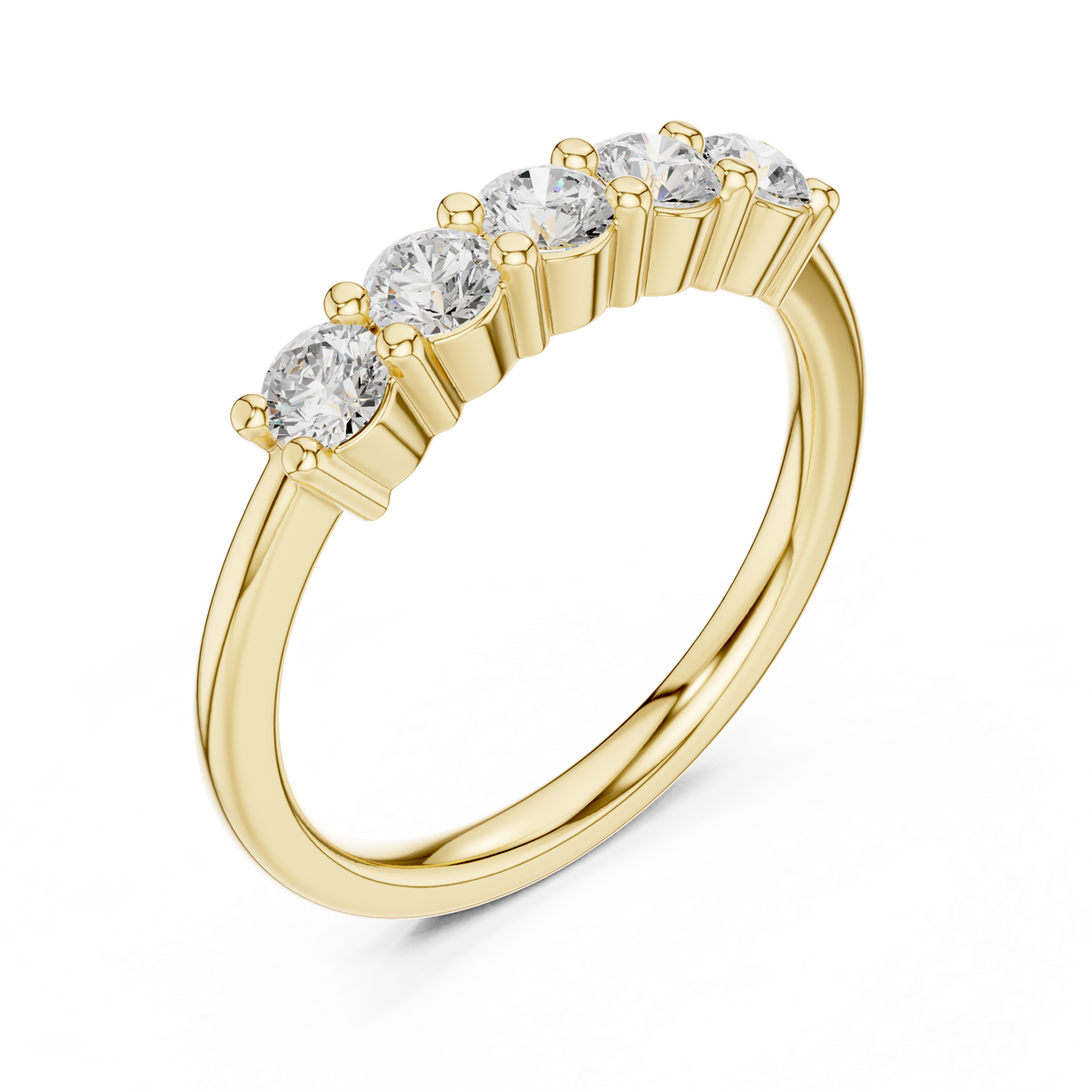 Round Brilliant Five Stone Diamond Anniversary Band