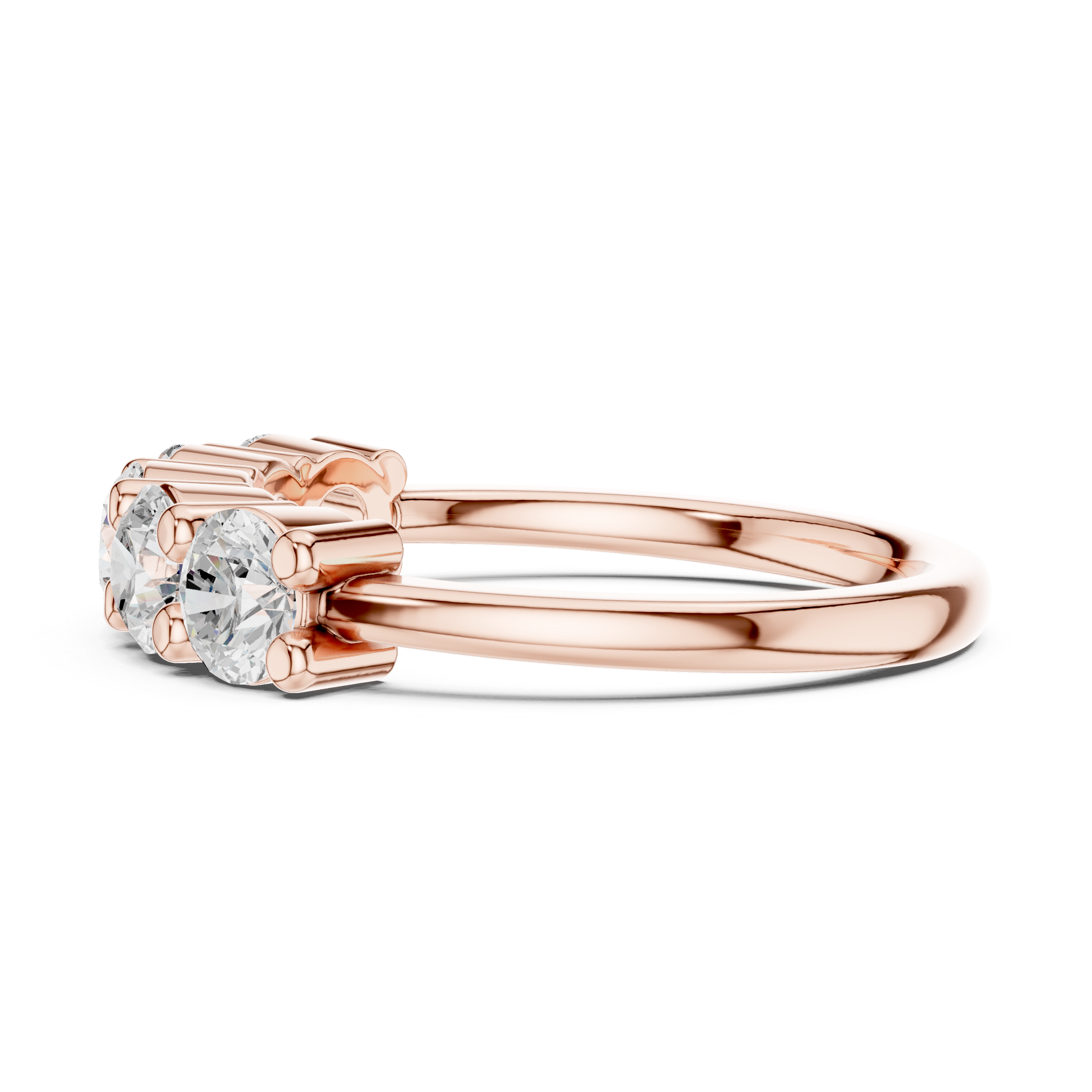 5 Stone Round Cut Diamond Shared Prong Band