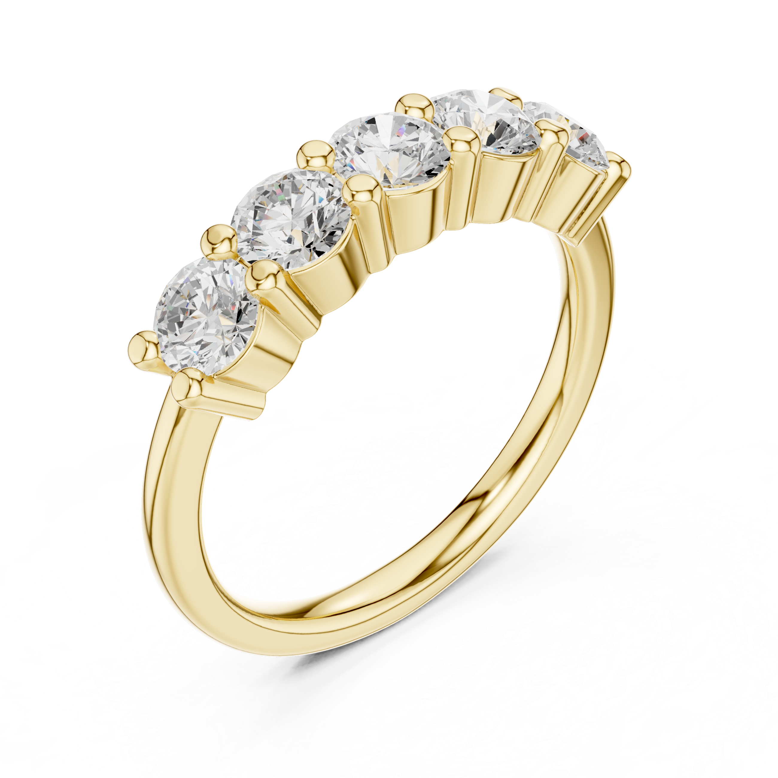 5 Stone Round Cut Diamond Shared Prong Band