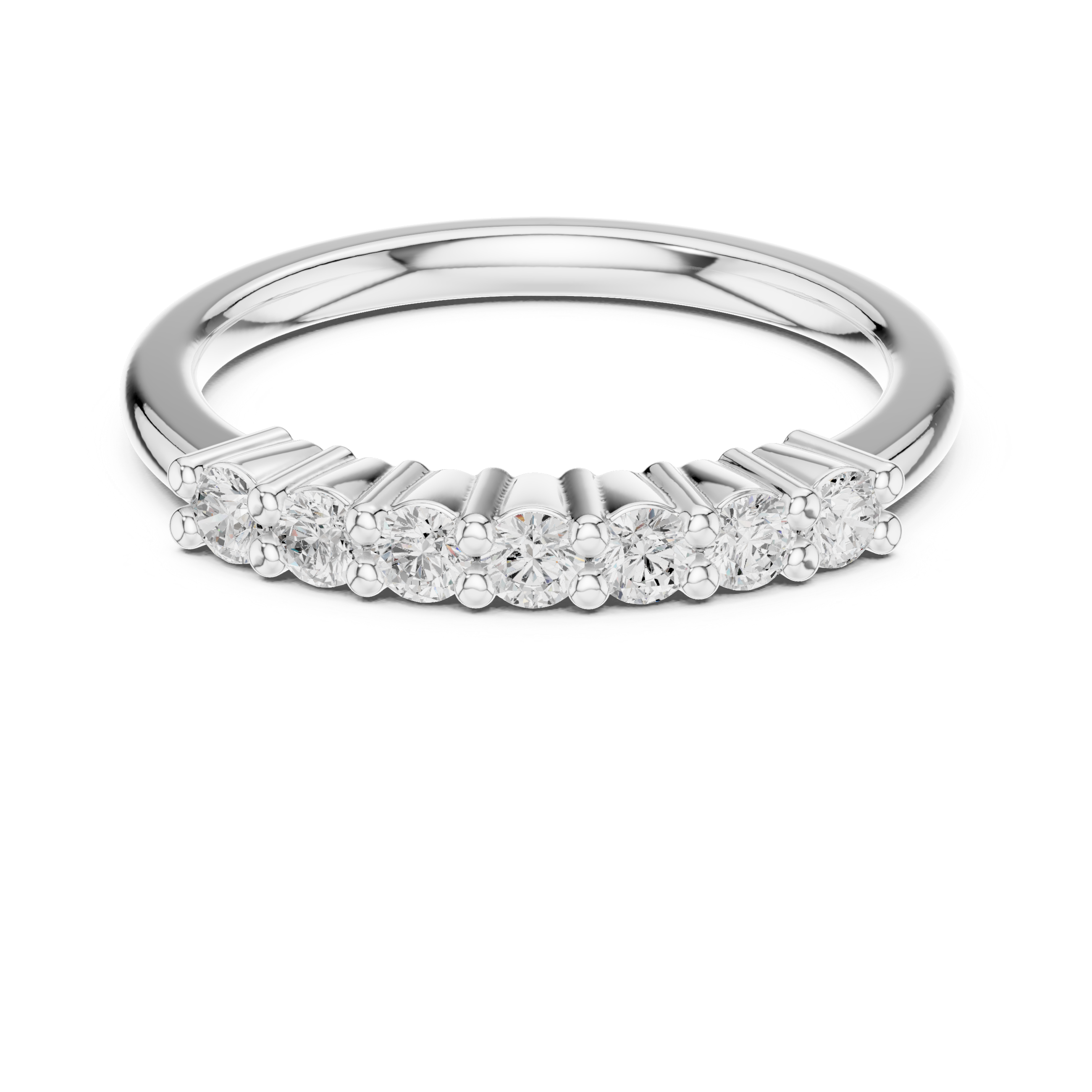 Seven Stone Round Cut Diamond Shared Prong Wedding Band
