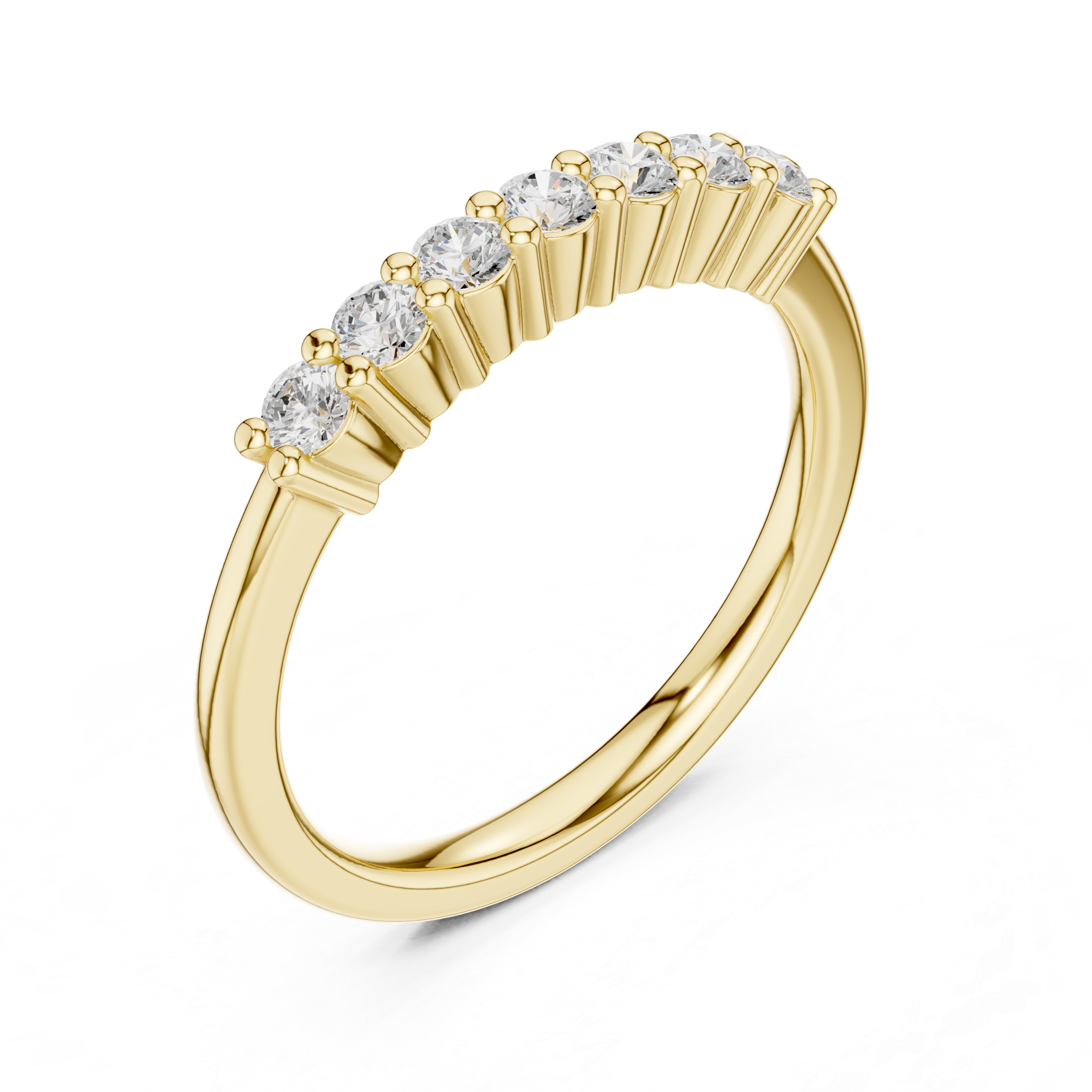 Seven Stone Round Cut Diamond Shared Prong Wedding Band