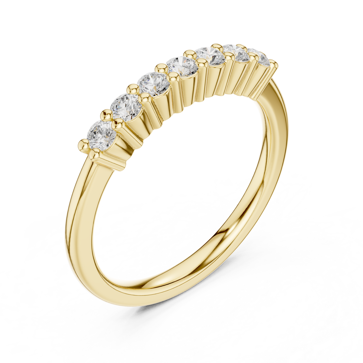 Seven Stone Round Cut Diamond Shared Prong Wedding Band