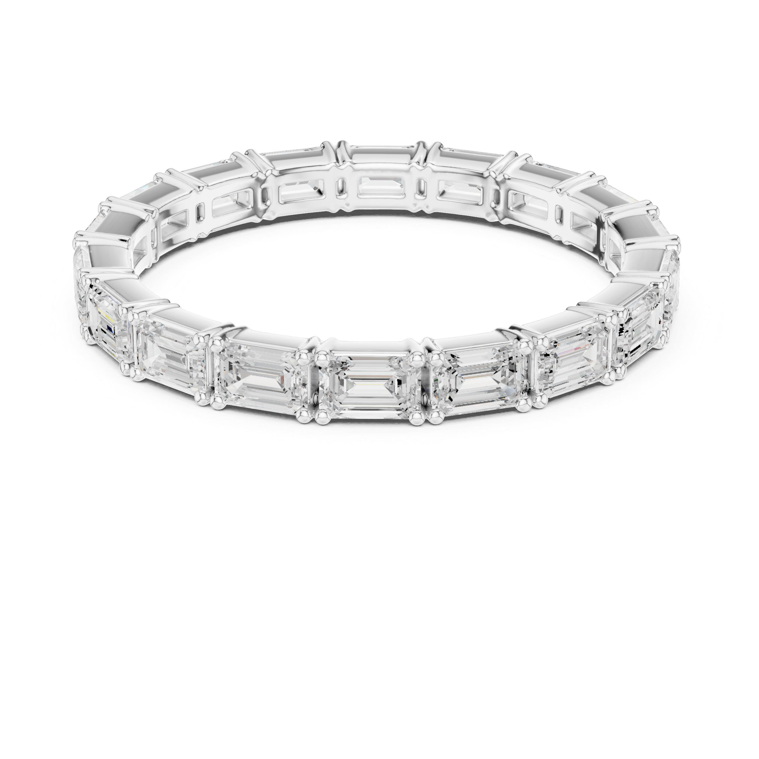 East West Emerald Cut Diamond full Eternity Band