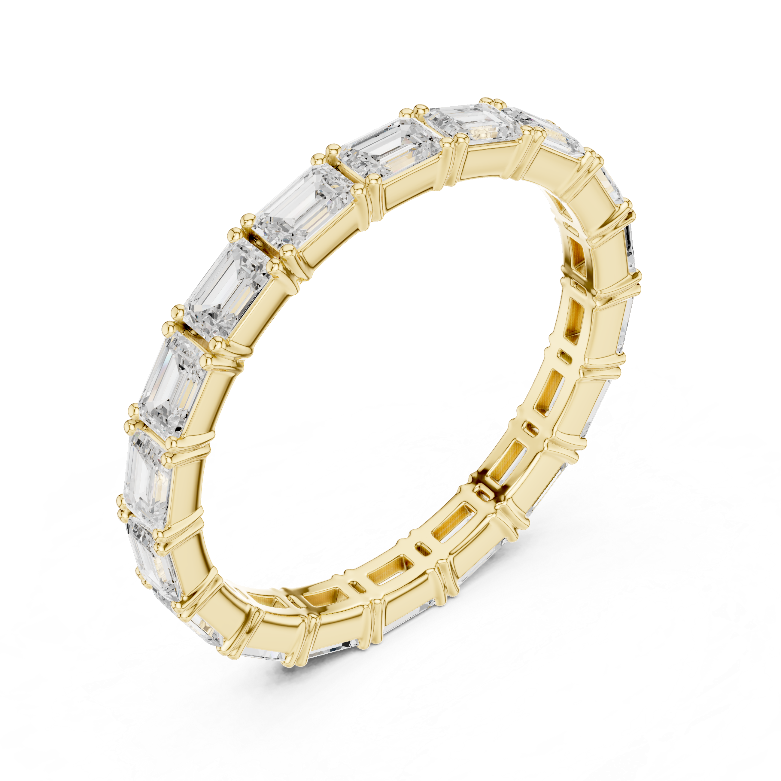 East West Emerald Cut Diamond full Eternity Band