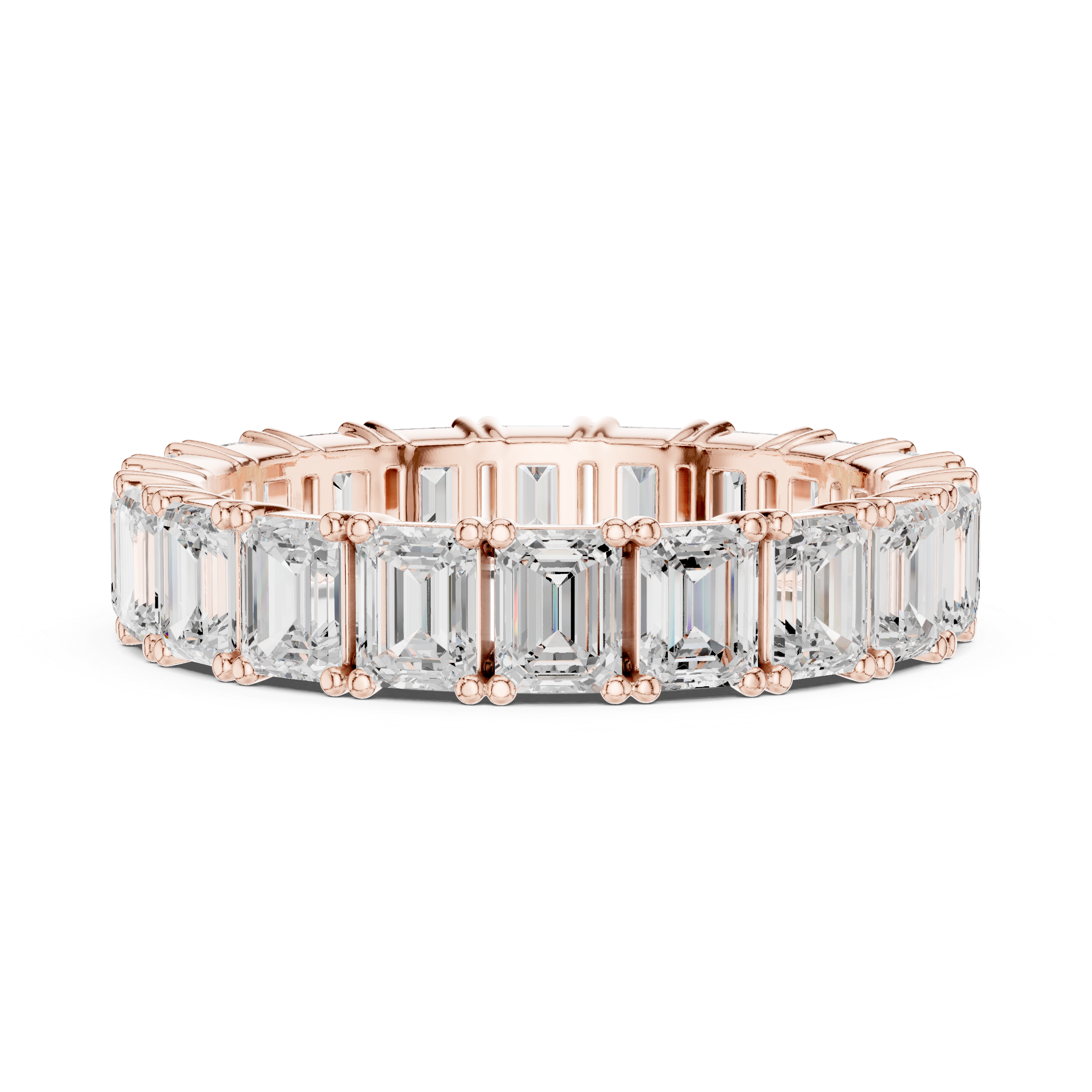 Emerald Cut Diamond Shared Prong Eternity Band