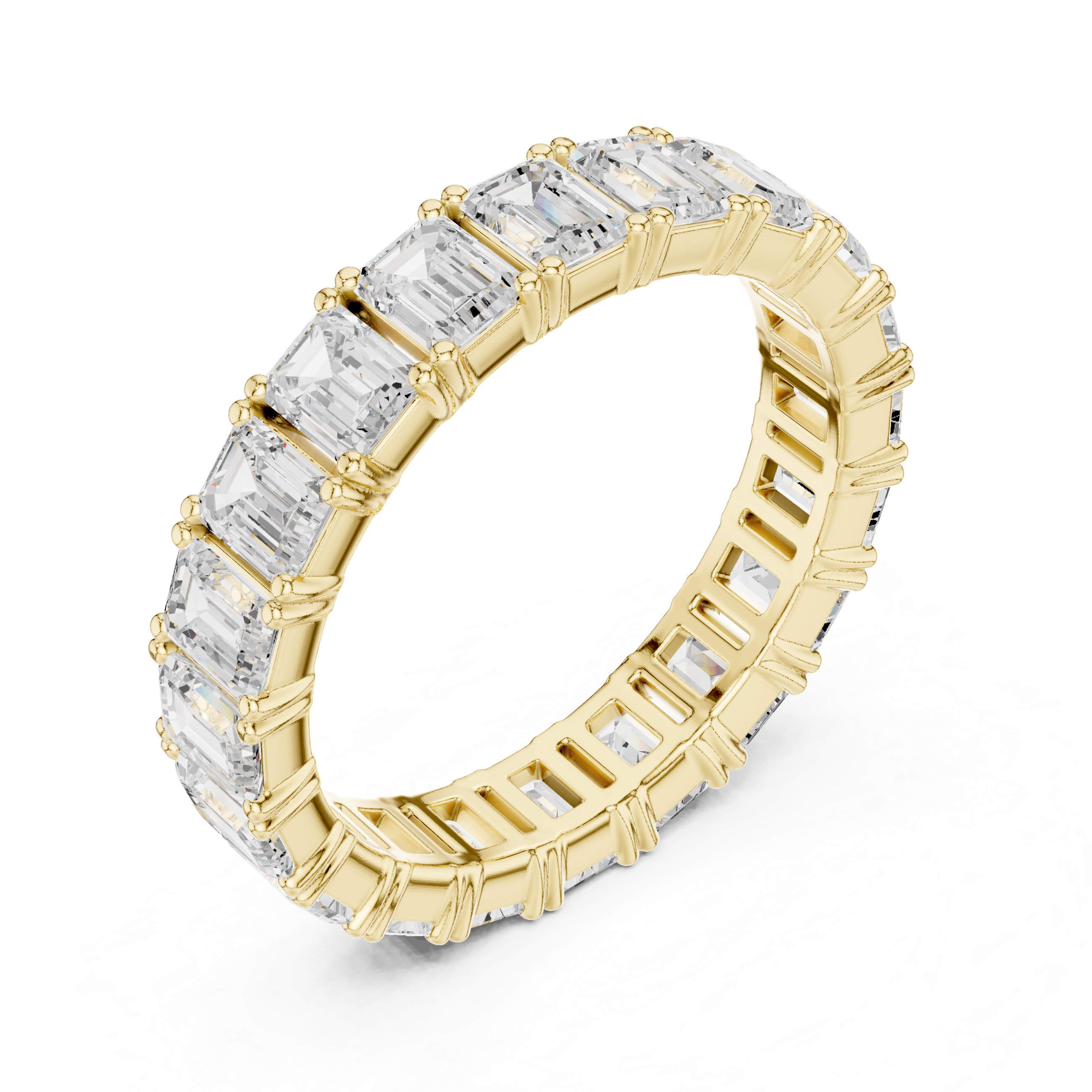 Emerald Cut Diamond Shared Prong Eternity Band
