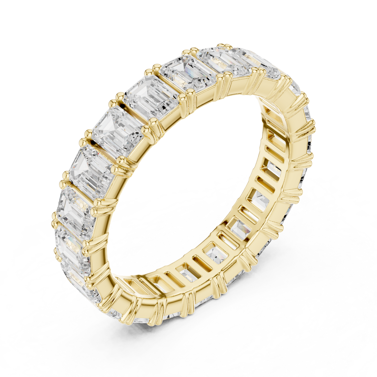 Emerald Cut Diamond Shared Prong Eternity Band