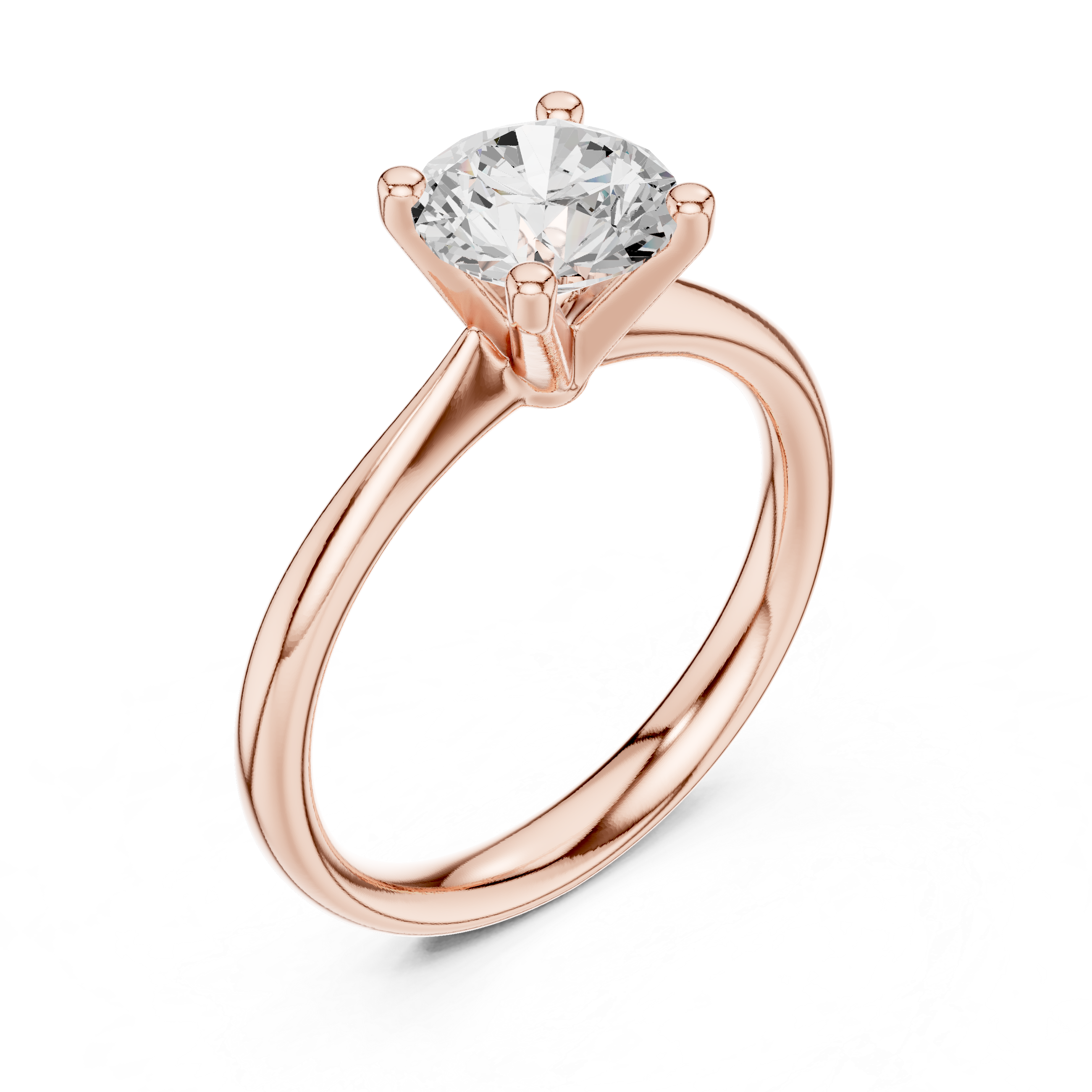 Round Cut Cathedral Shank Solitaire Engagement Ring