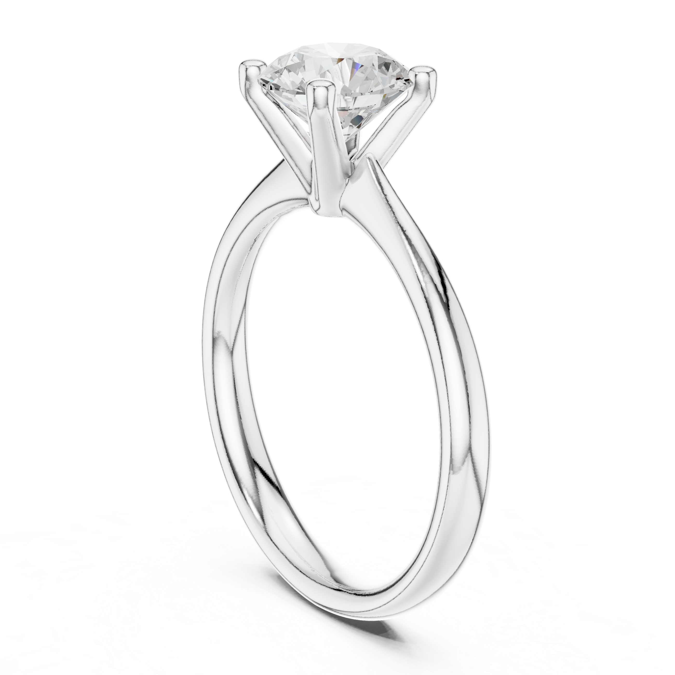 Round Cut Cathedral Shank Solitaire Engagement Ring