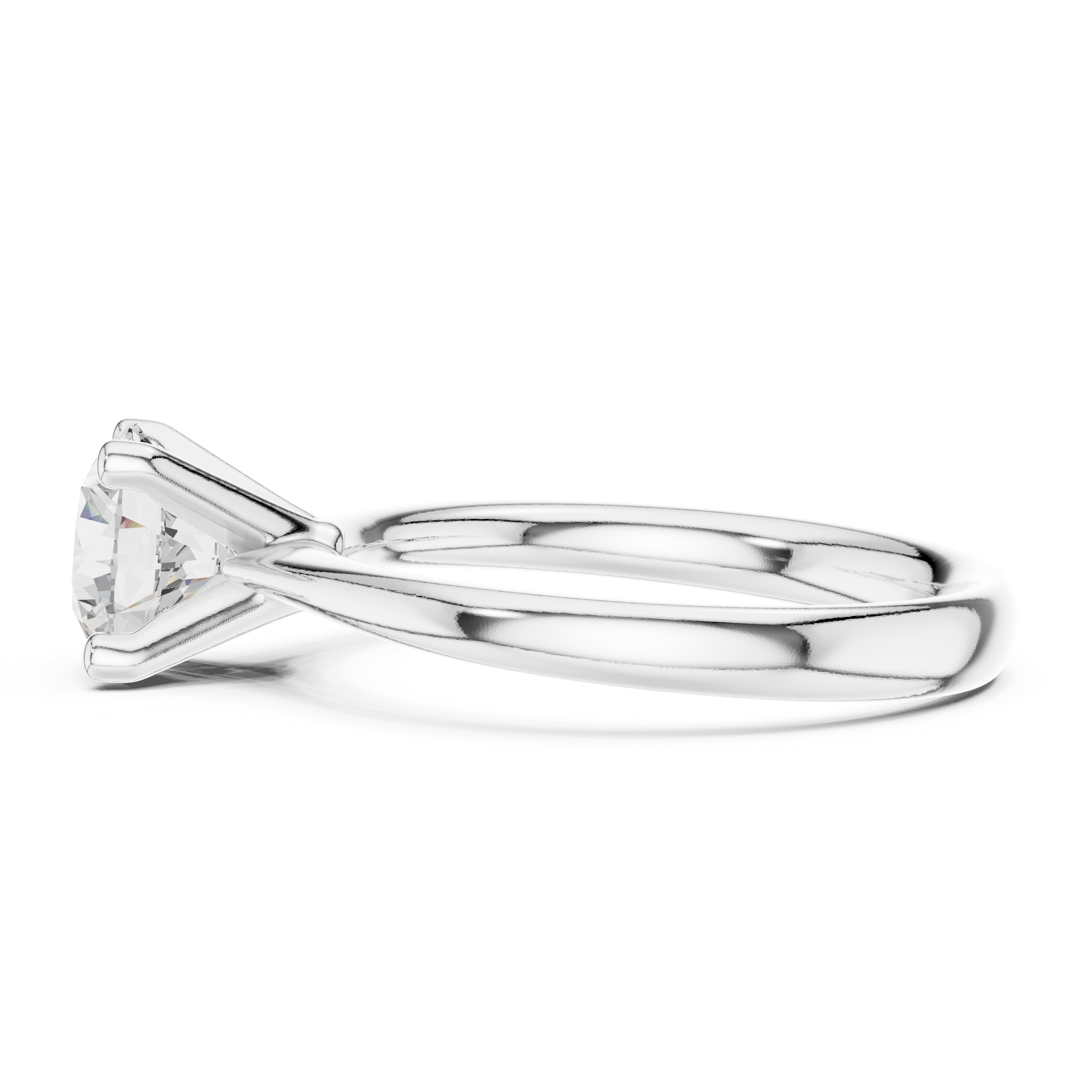 Round Cut Cathedral Shank Solitaire Engagement Ring
