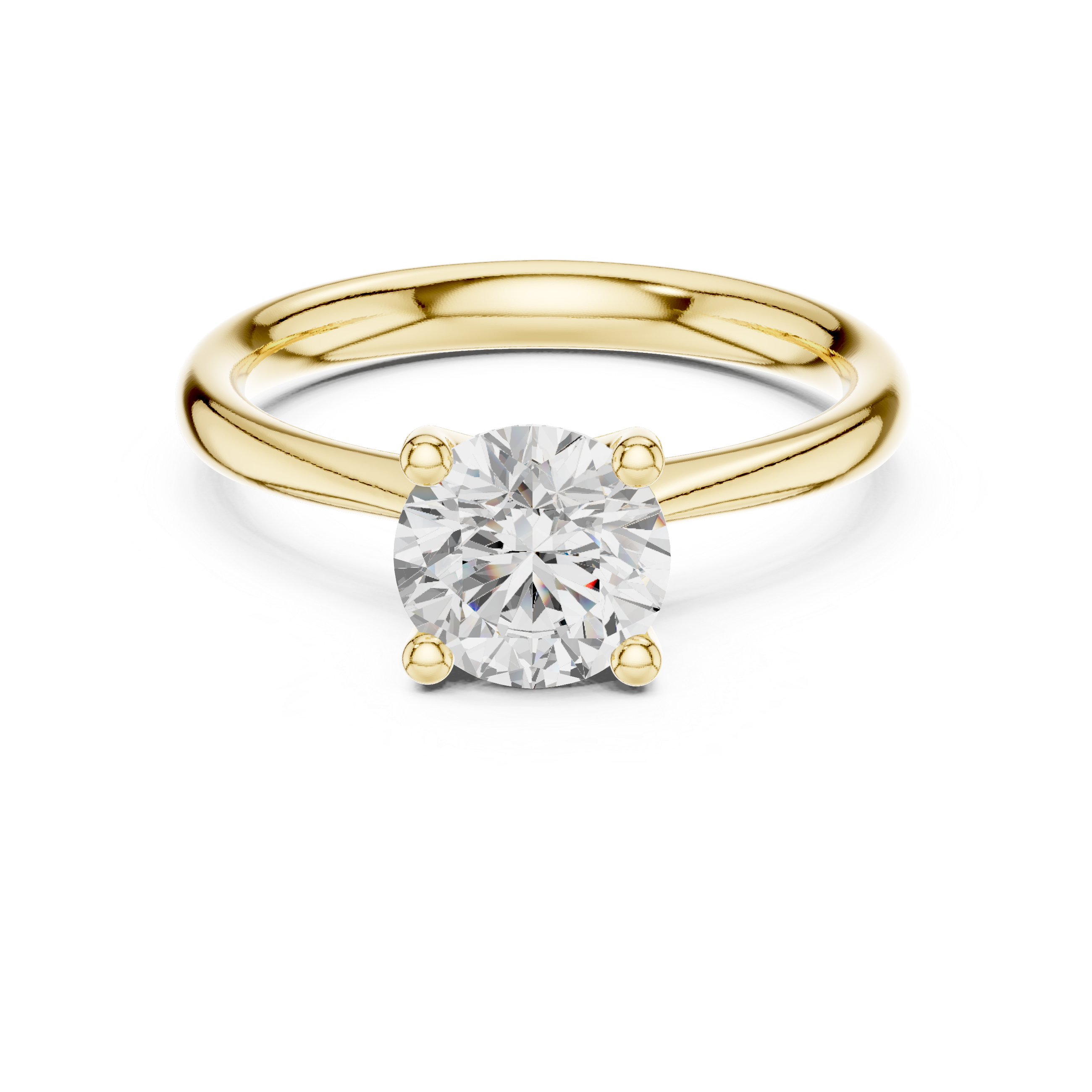 Round Cut Cathedral Shank Solitaire Engagement Ring