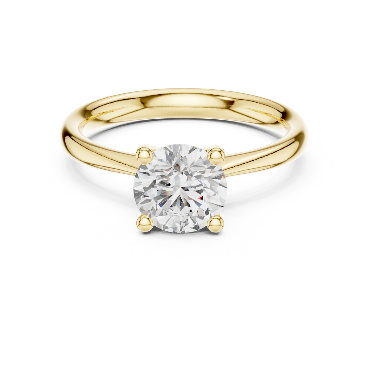 Round Cut Cathedral Shank Solitaire Engagement Ring