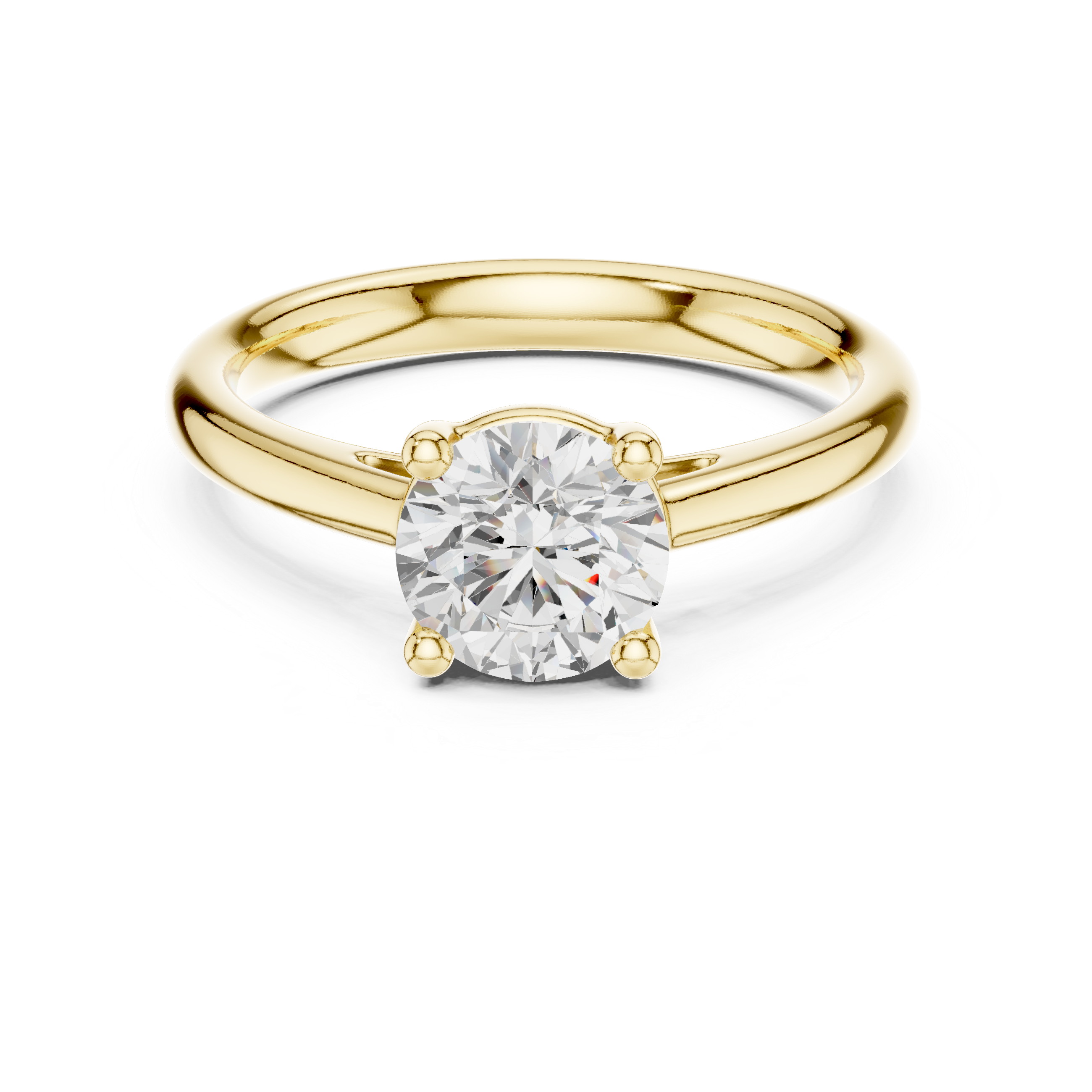 Brilliant Round Cut Petal Basket Cathedral Shank Solitaire Ring