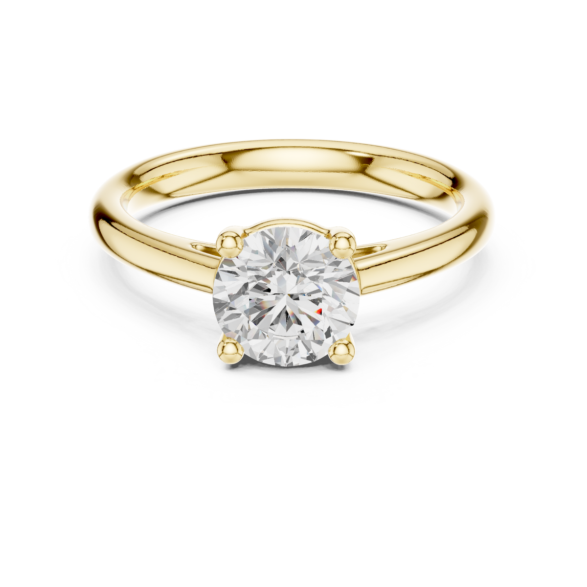 Brilliant Round Cut Petal Basket Cathedral Shank Solitaire Ring