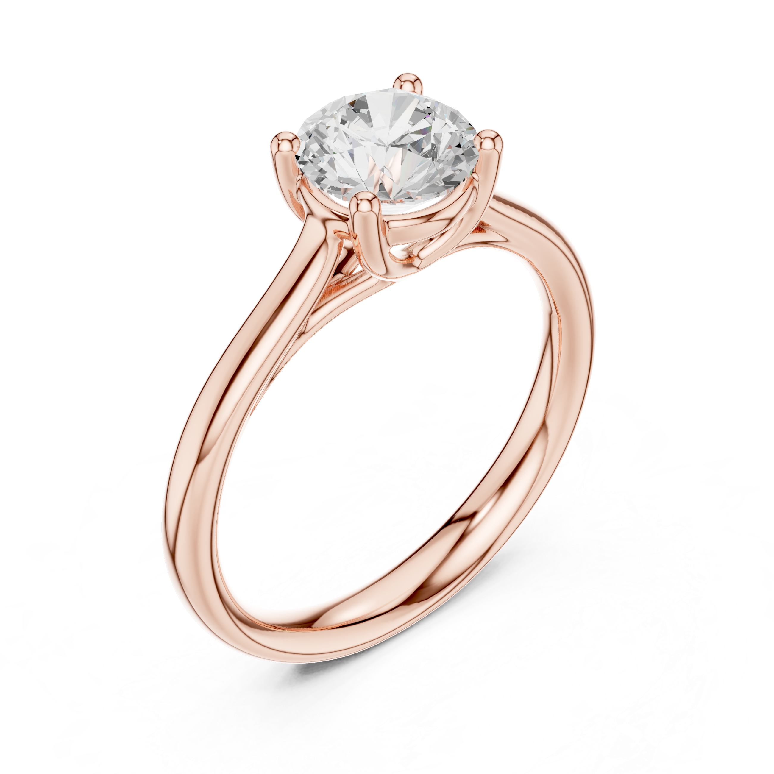 Round Brilliant Cathedral Shank Solitaire Engagement Ring
