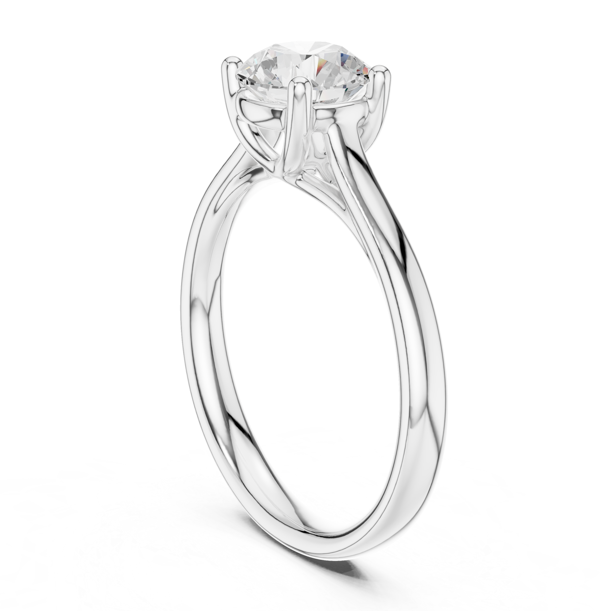 Round Brilliant Cathedral Shank Solitaire Engagement Ring