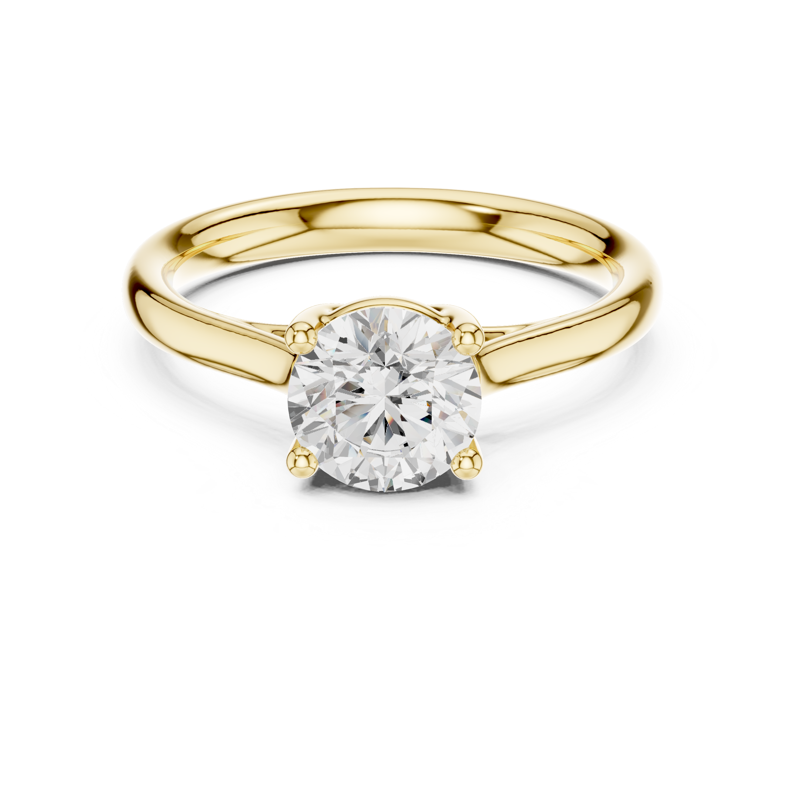 Round Brilliant Cathedral Shank Solitaire Engagement Ring