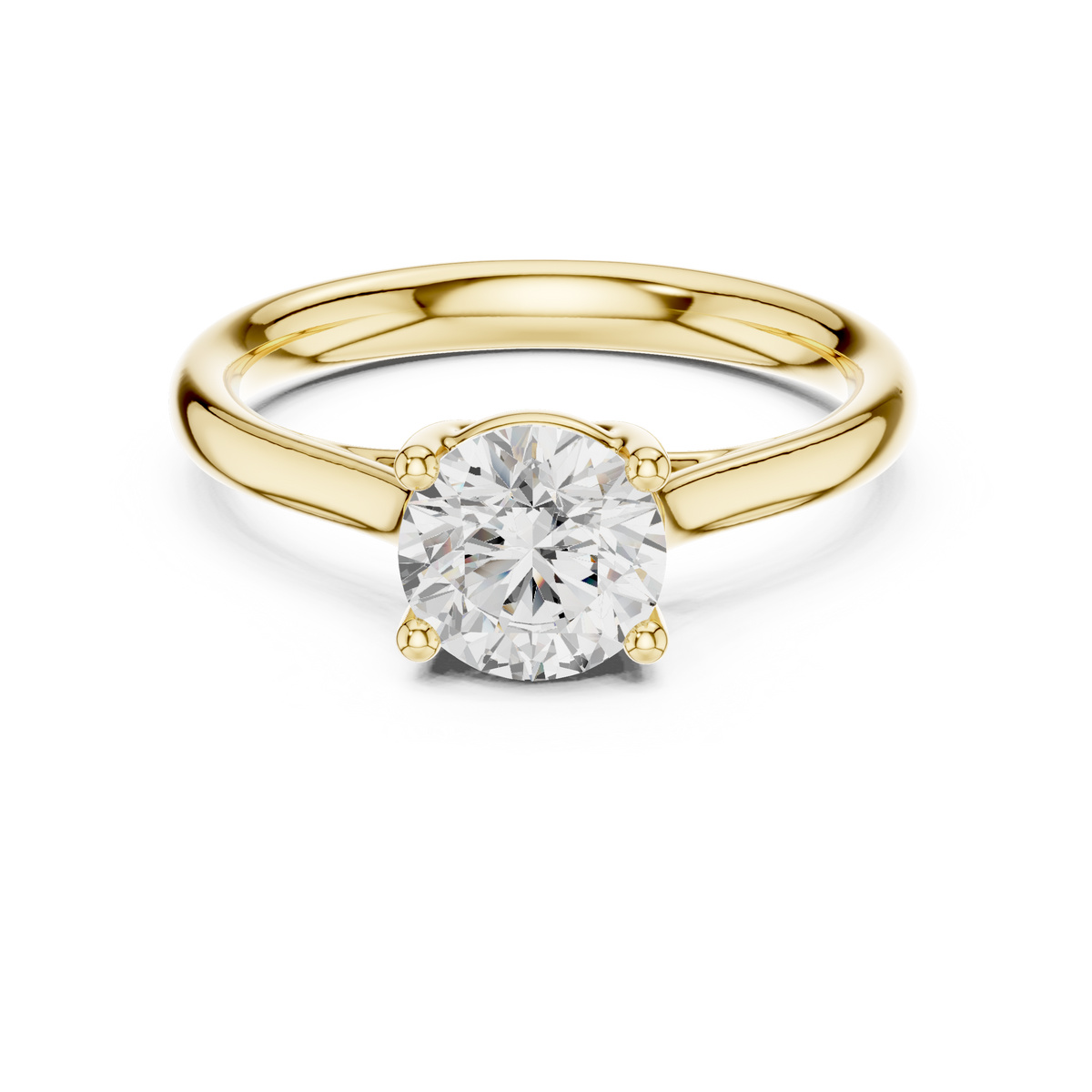 Round Brilliant Cathedral Shank Solitaire Engagement Ring