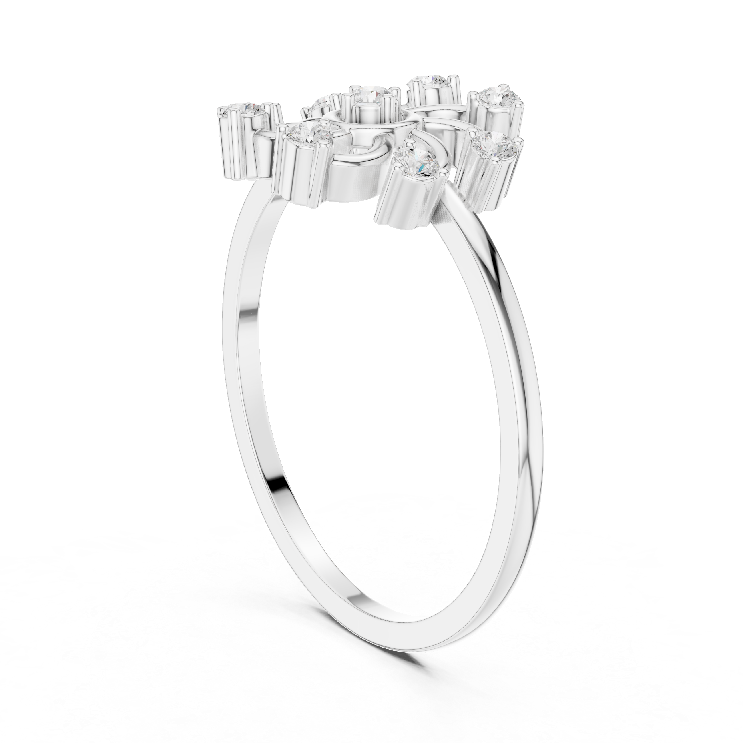 Unique Round Cut Diamond Swirl Sunburst Wedding Ring