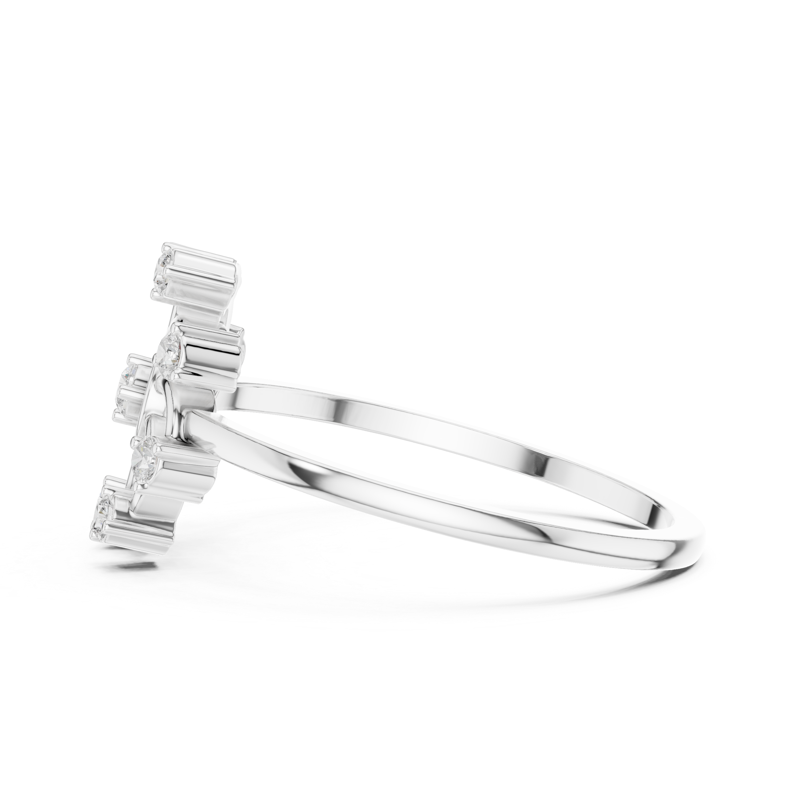 Unique Round Cut Diamond Swirl Sunburst Wedding Ring