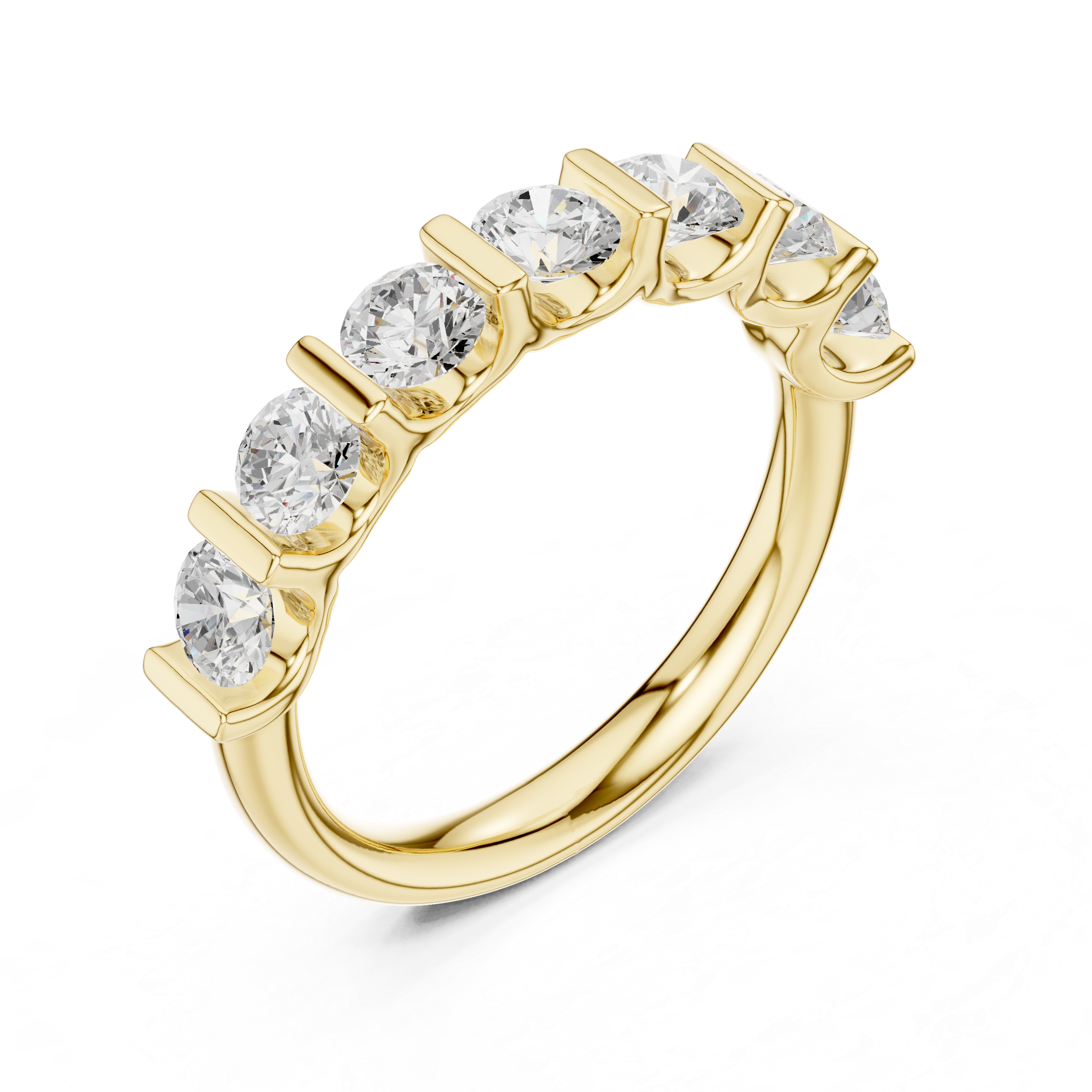 Round Cut Bar Set Seven Stone Diamond Wedding Band