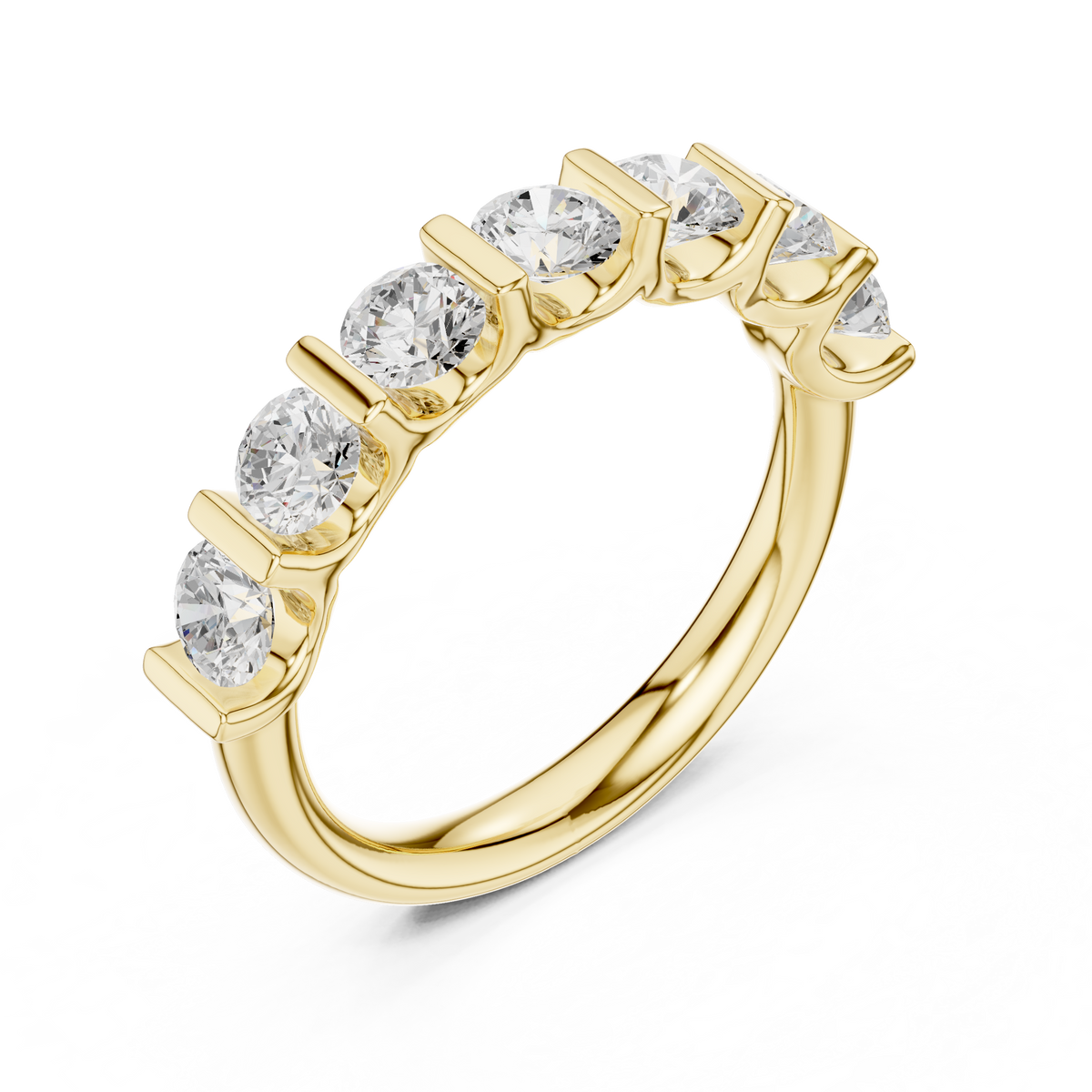 Round Cut Bar Set Seven Stone Diamond Wedding Band