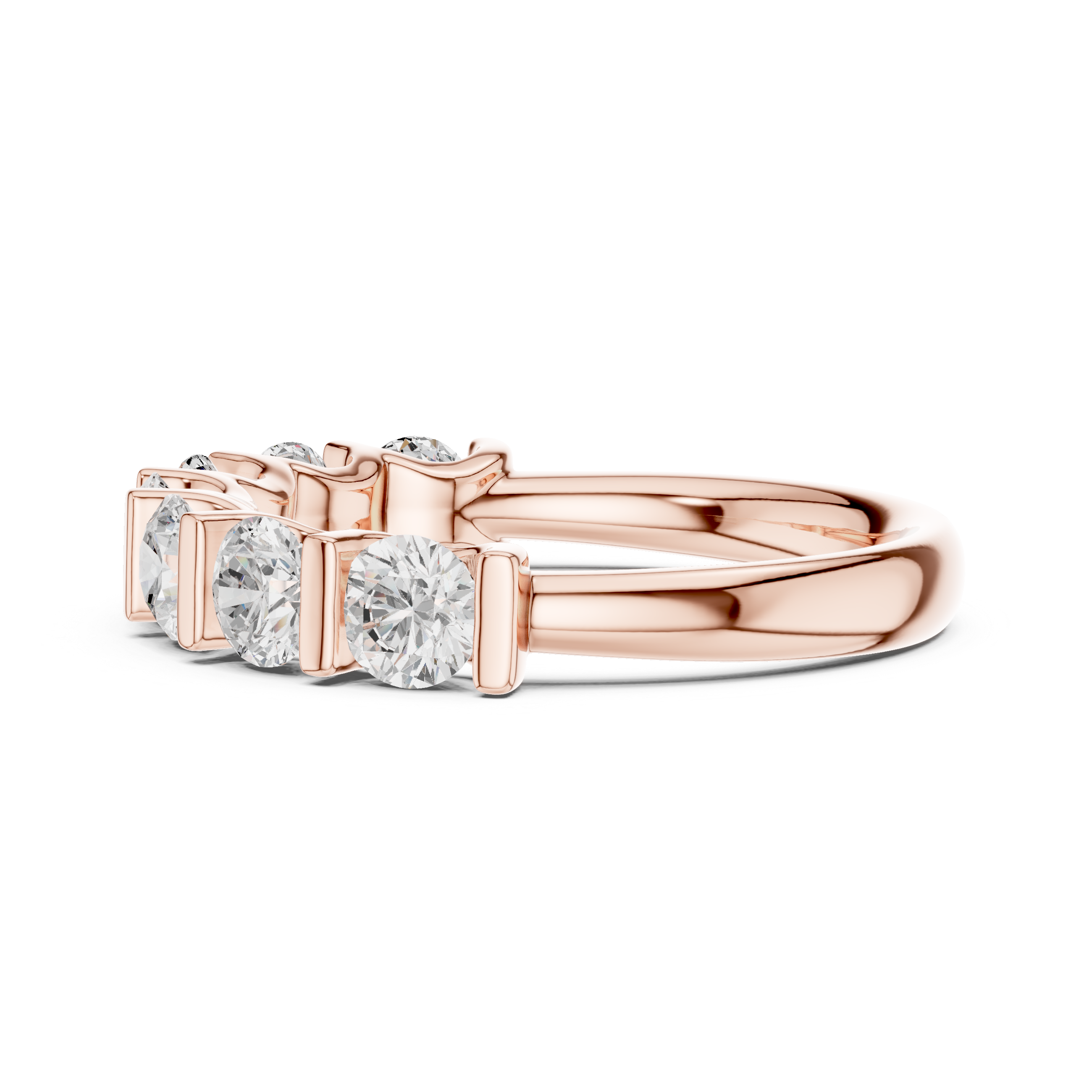 Round Cut Bar Set Seven Stone Diamond Wedding Band