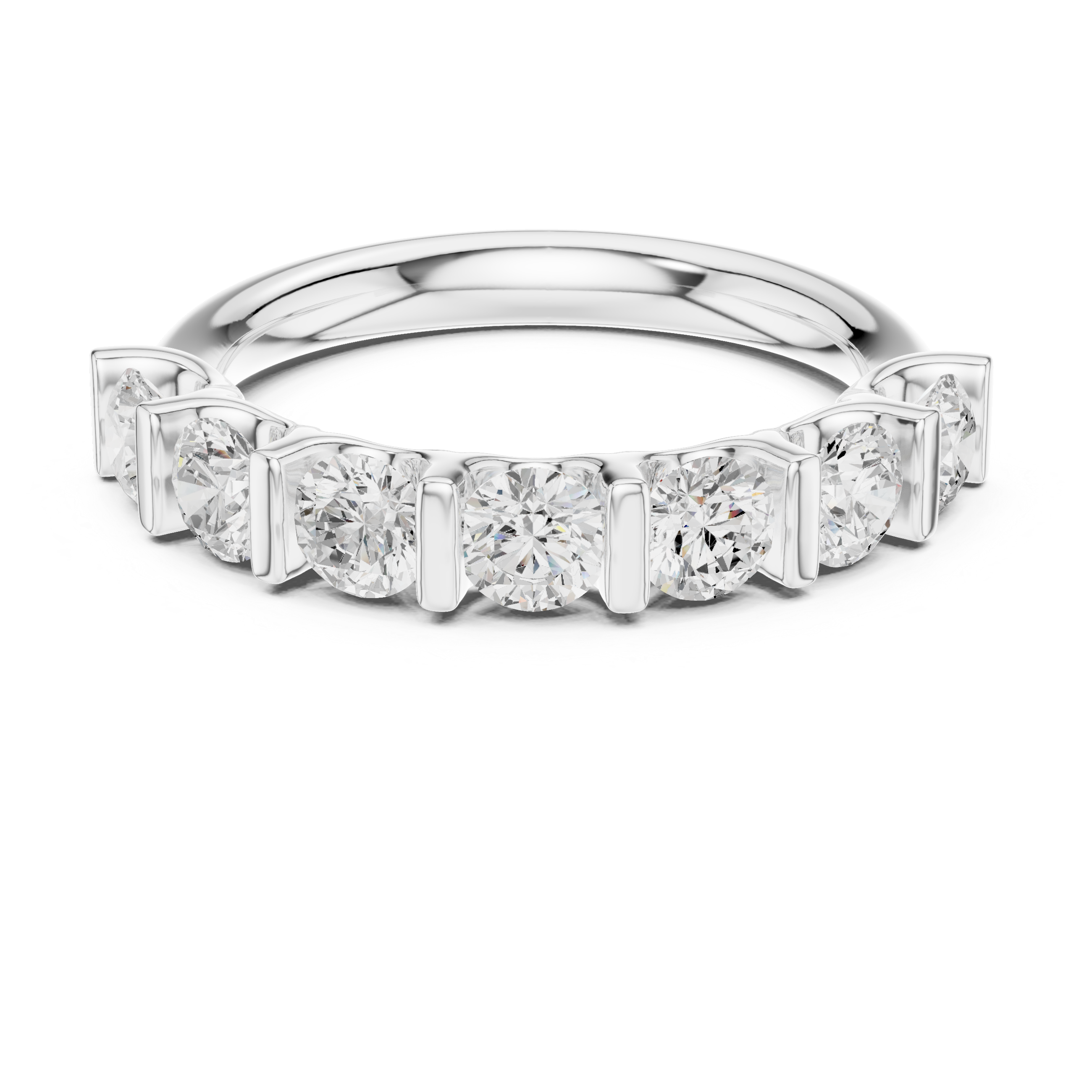 Round Cut Bar Set Seven Stone Diamond Wedding Band
